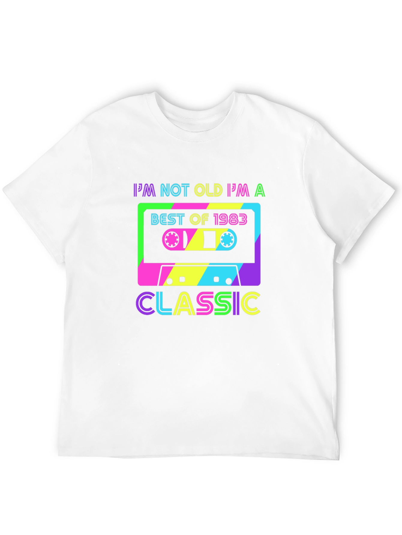 Black Retro 1983 Cassette Tape Classic T-Shirt view 12