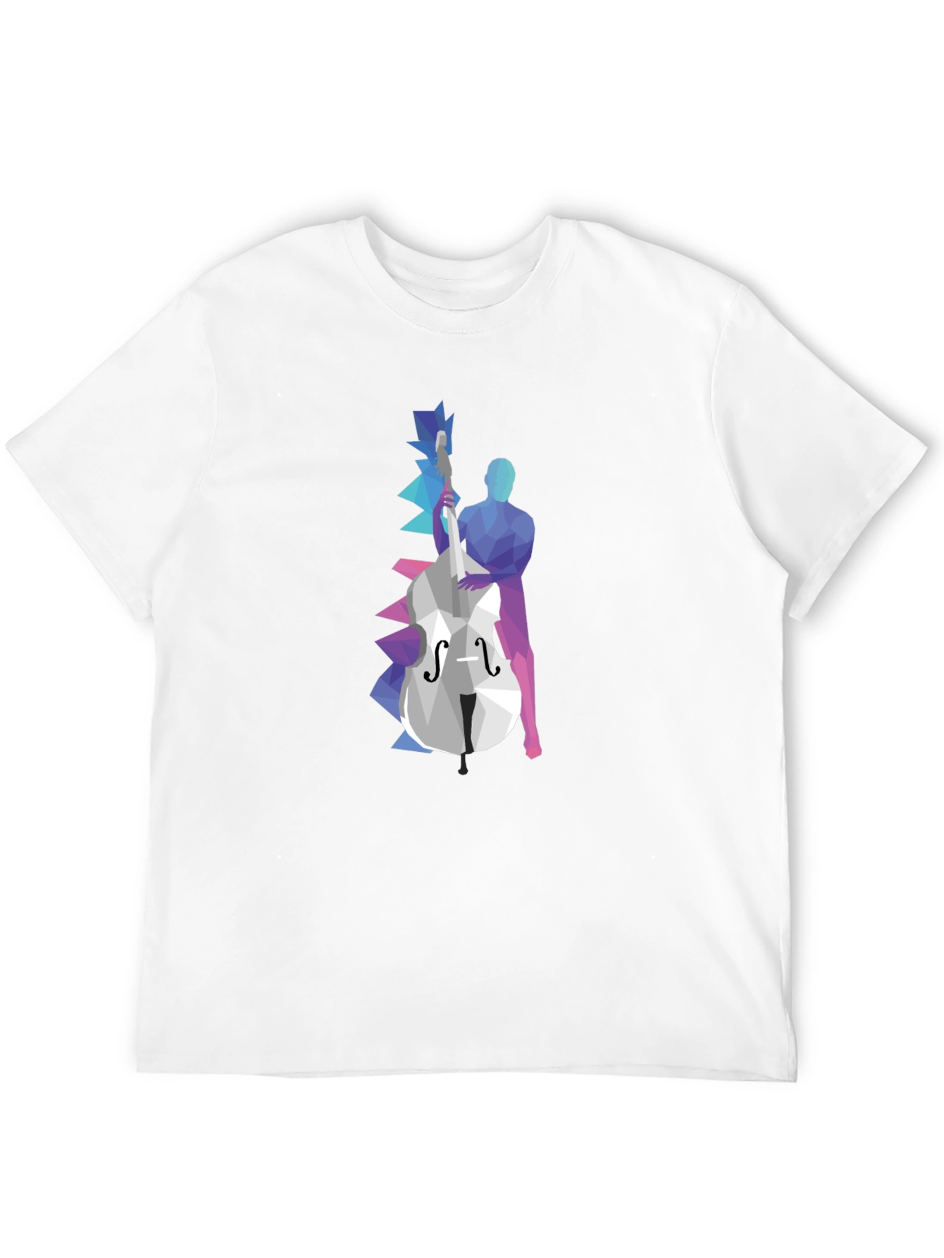 Black Abstract Bass Player Graphic Tee - Black Cotton T-Shirt view 12