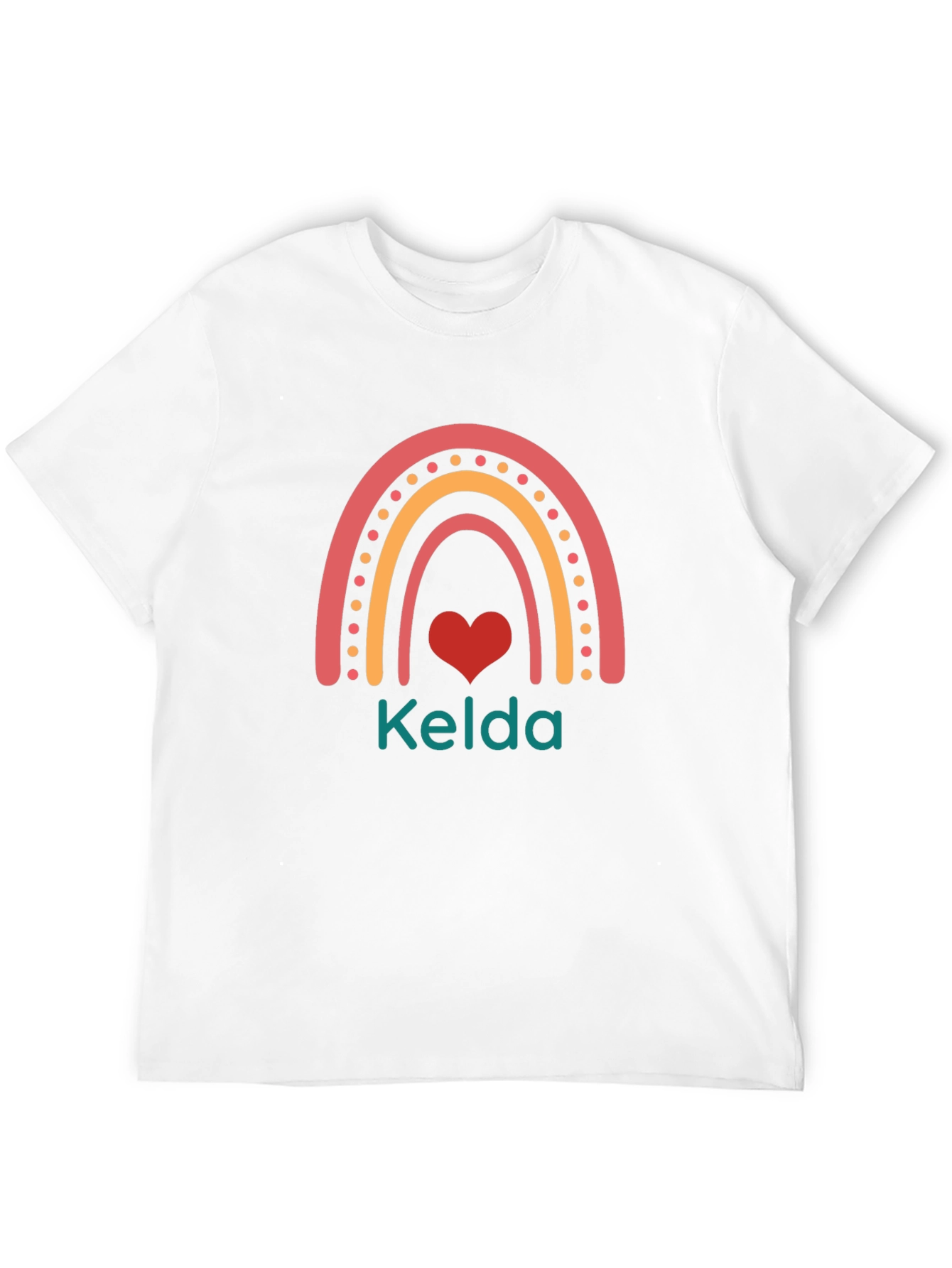 Black Personalized Rainbow Heart Kelda Black T-Shirt view 12