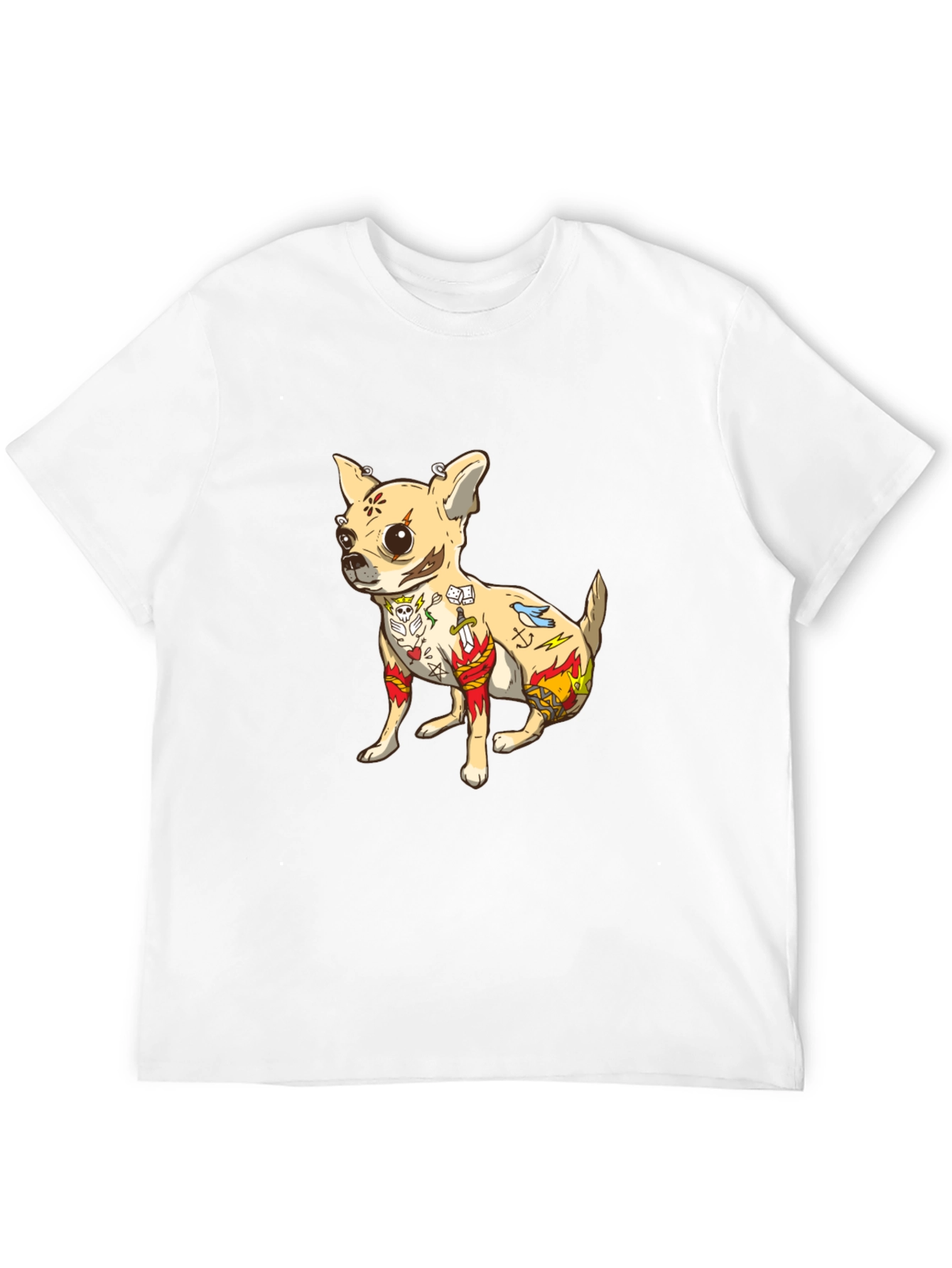 Tattooed Chihuahua Graphic Tee - Black Cotton T-Shirt - 12