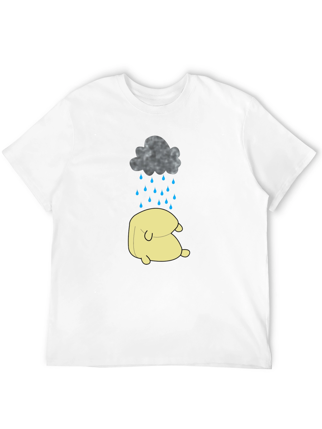 Black Sad Cloud & Character Graphic Tee - Black Cotton view 12