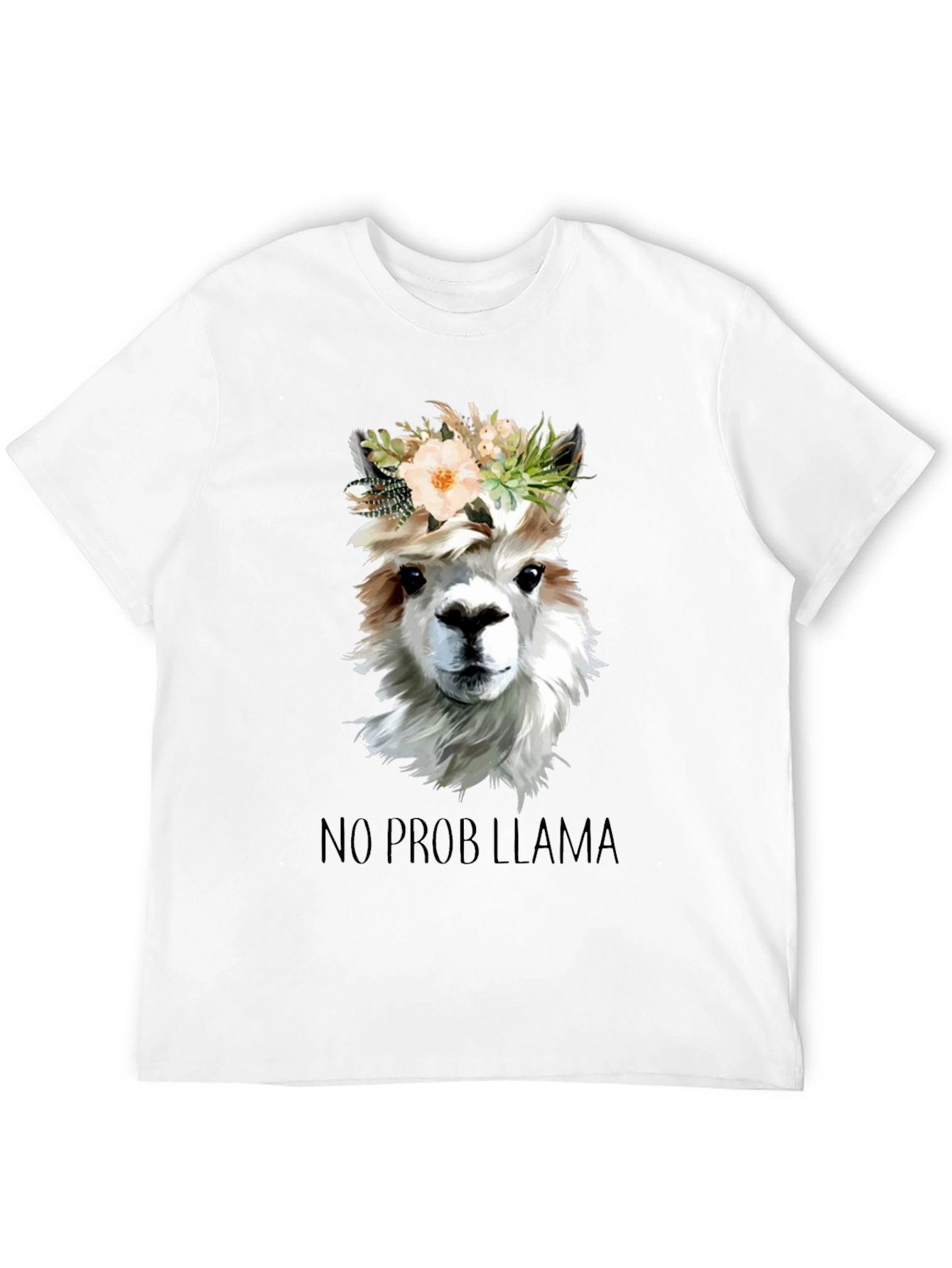 Black No Prob Llama T-Shirt - Floral Crown Alpaca Graphic Tee view 12