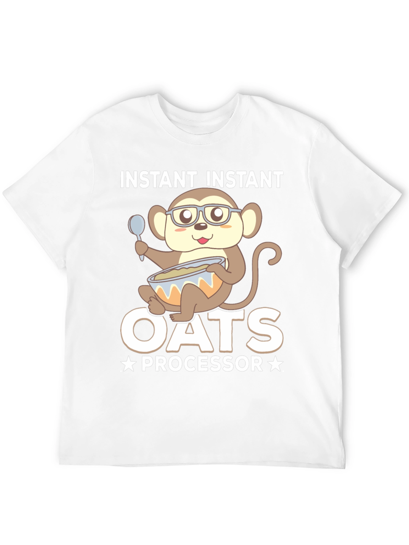 Black Instant Oats Processor Funny Monkey T-Shirt view 12
