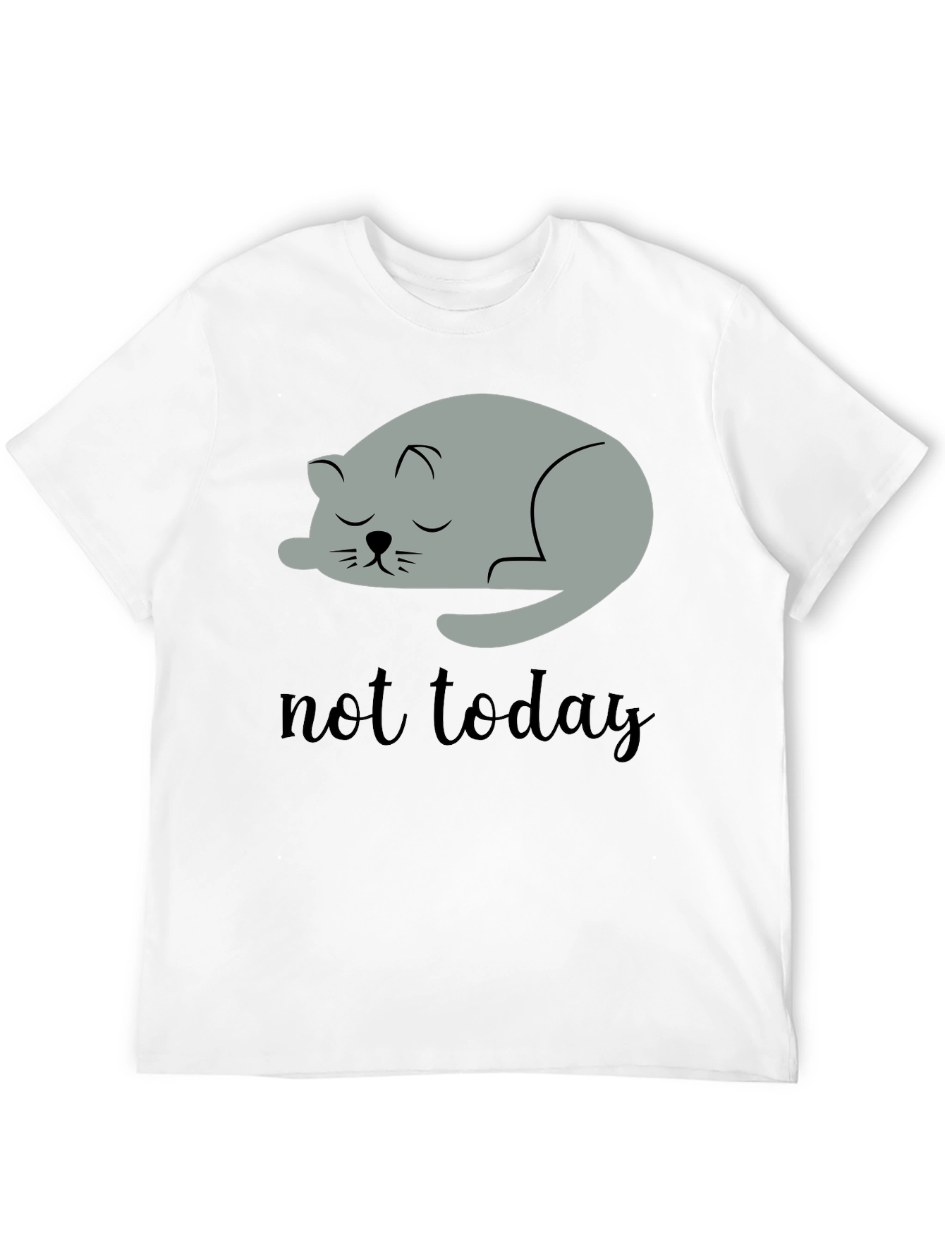Black Not Today Lazy Cat Graphic Tee - Men's Black T-Shirt view 12
