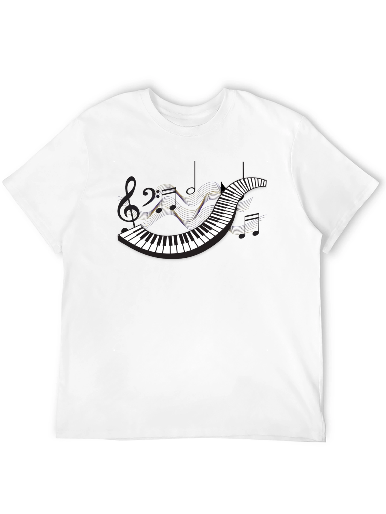 Black Piano Keys Music Notes Black T-Shirt view 12
