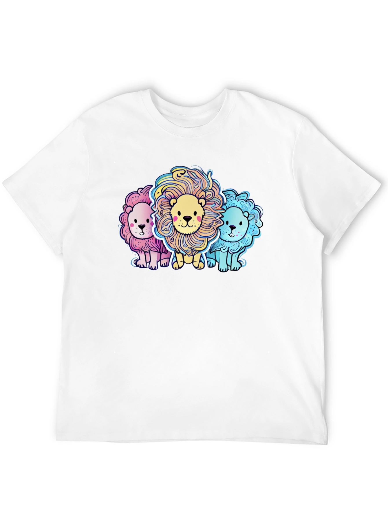 Black Cute Cartoon Lions Graphic Tee view 12