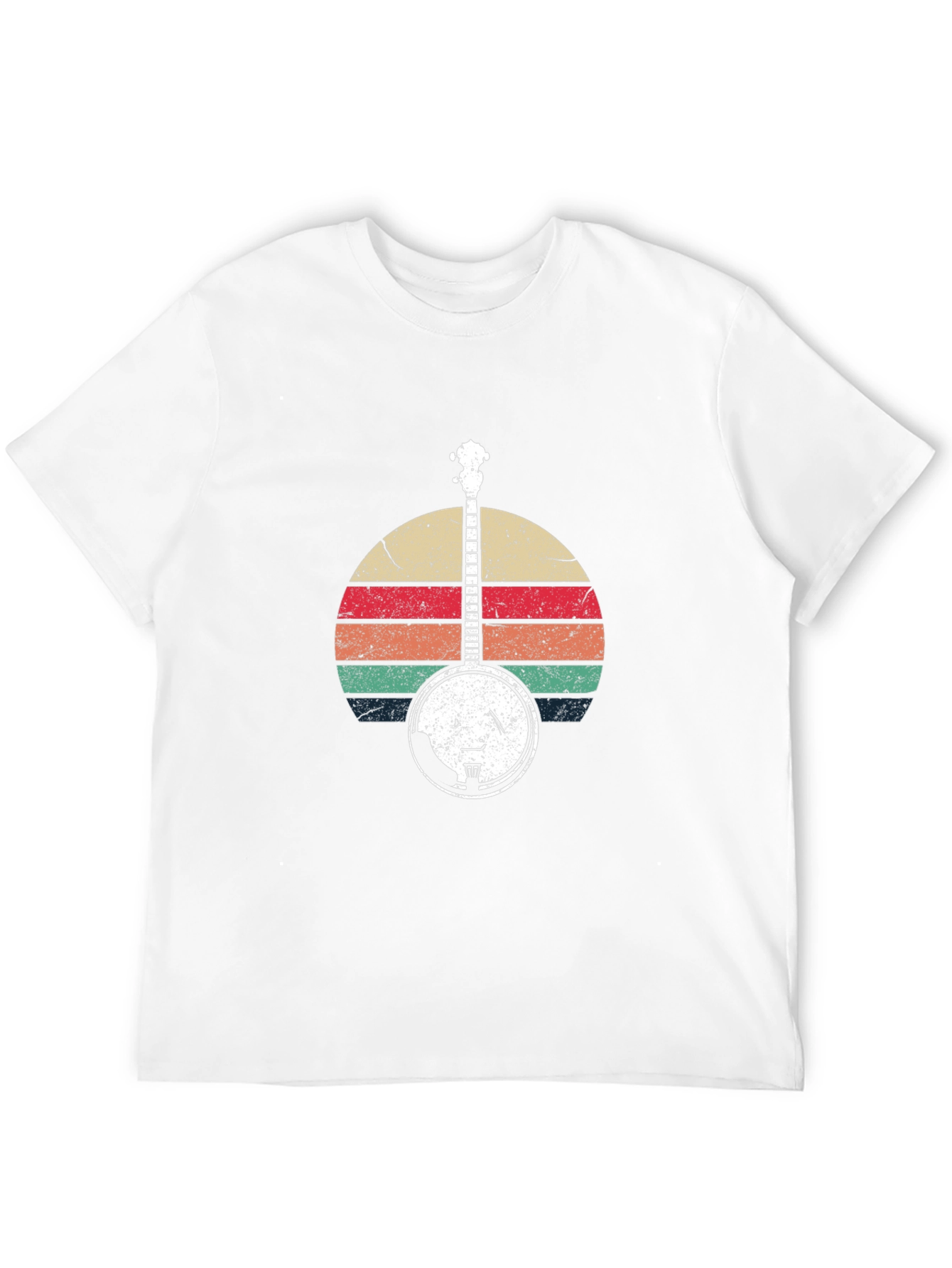 Black Retro Banjo Sunset Graphic T-Shirt view 12
