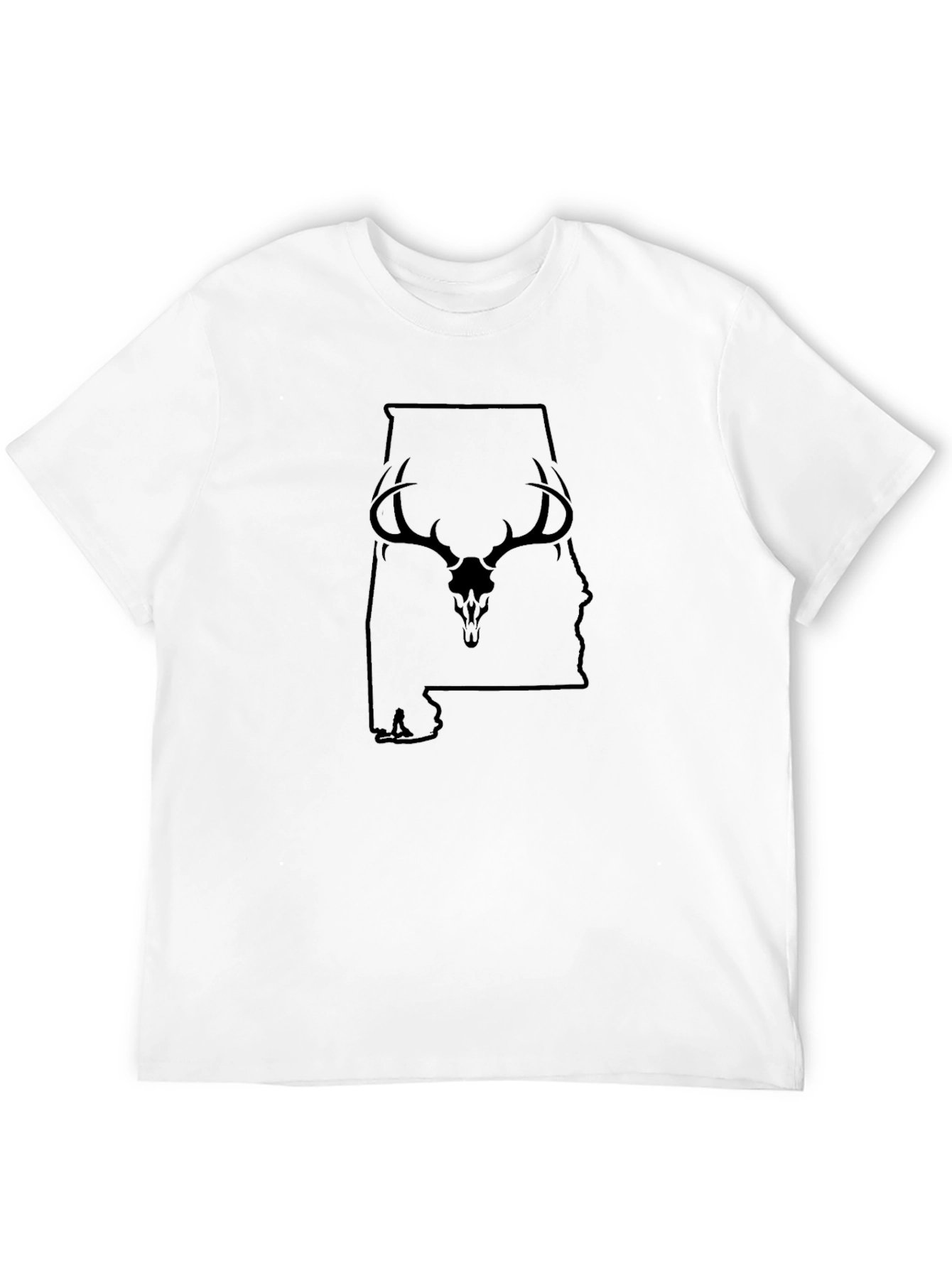 Black Alabama Deer Skull Graphic Tee - Black Cotton Blend view 12