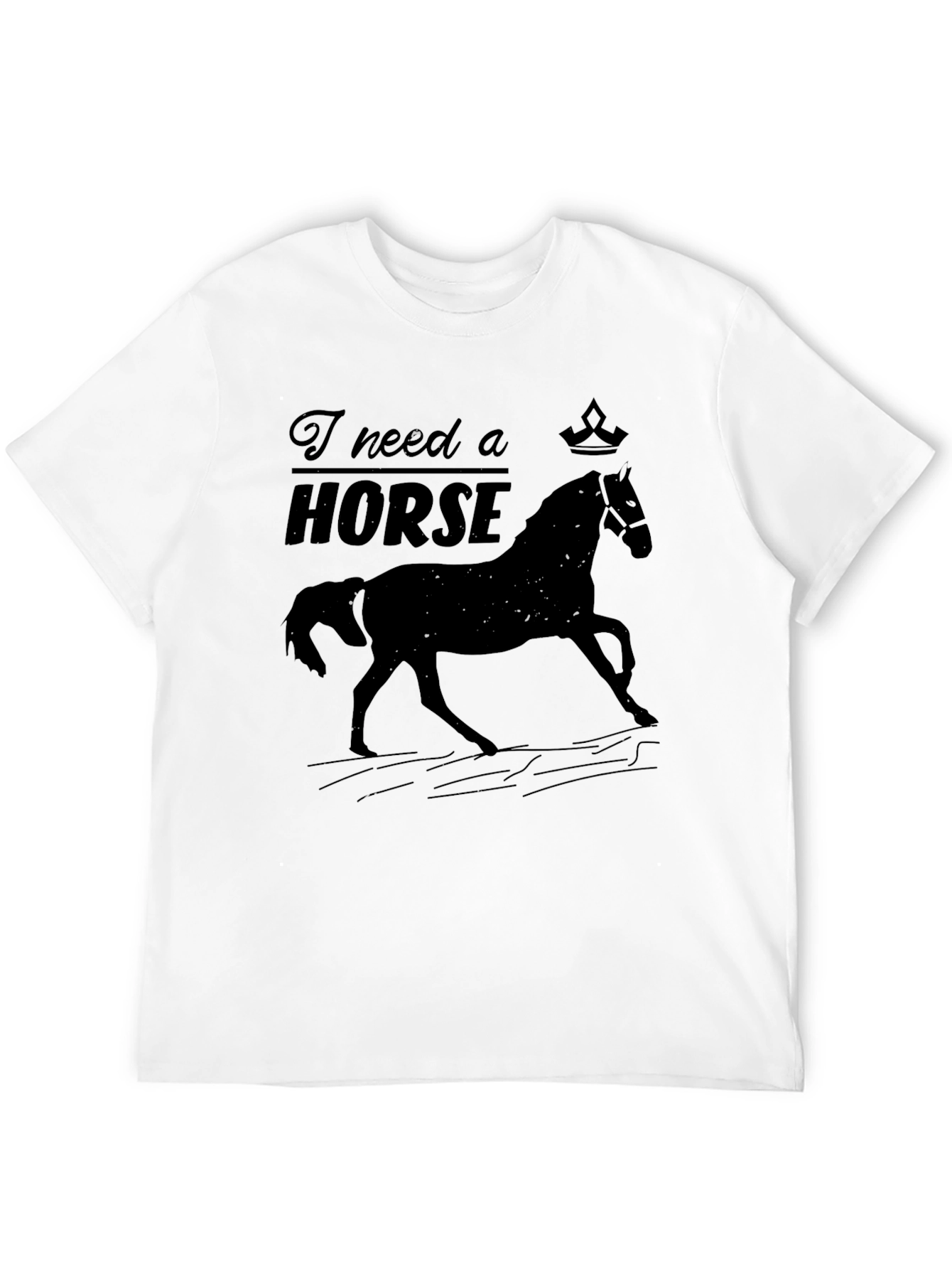 Black I Need a Horse Graphic Tee - Equestrian Lover's Black T-Shirt view 12