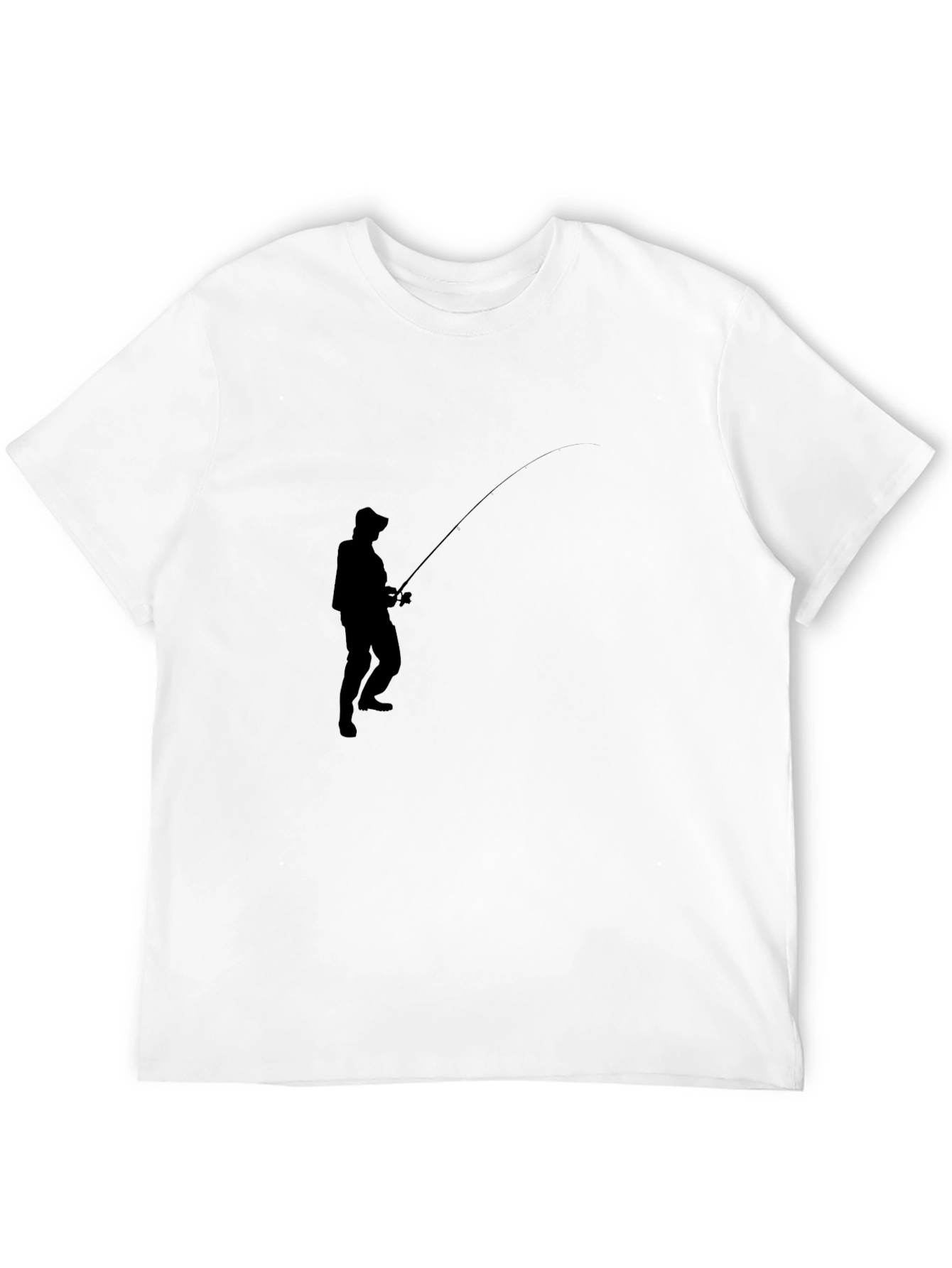 Black Fishing Silhouette Graphic Tee - Classic Black Cotton Blend view 12