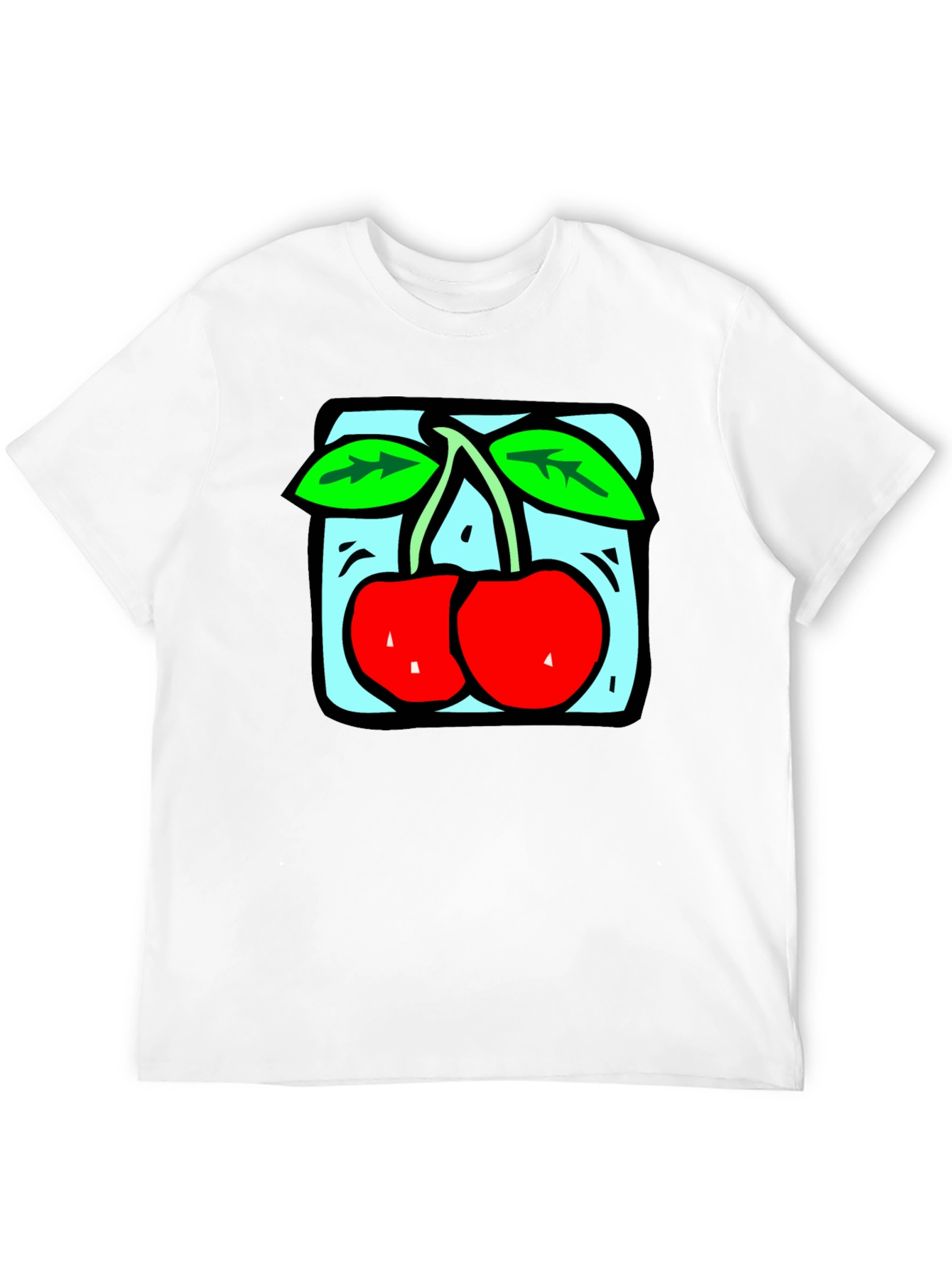 Black Retro Cherry Graphic Tee - Black Cotton T-Shirt view 12