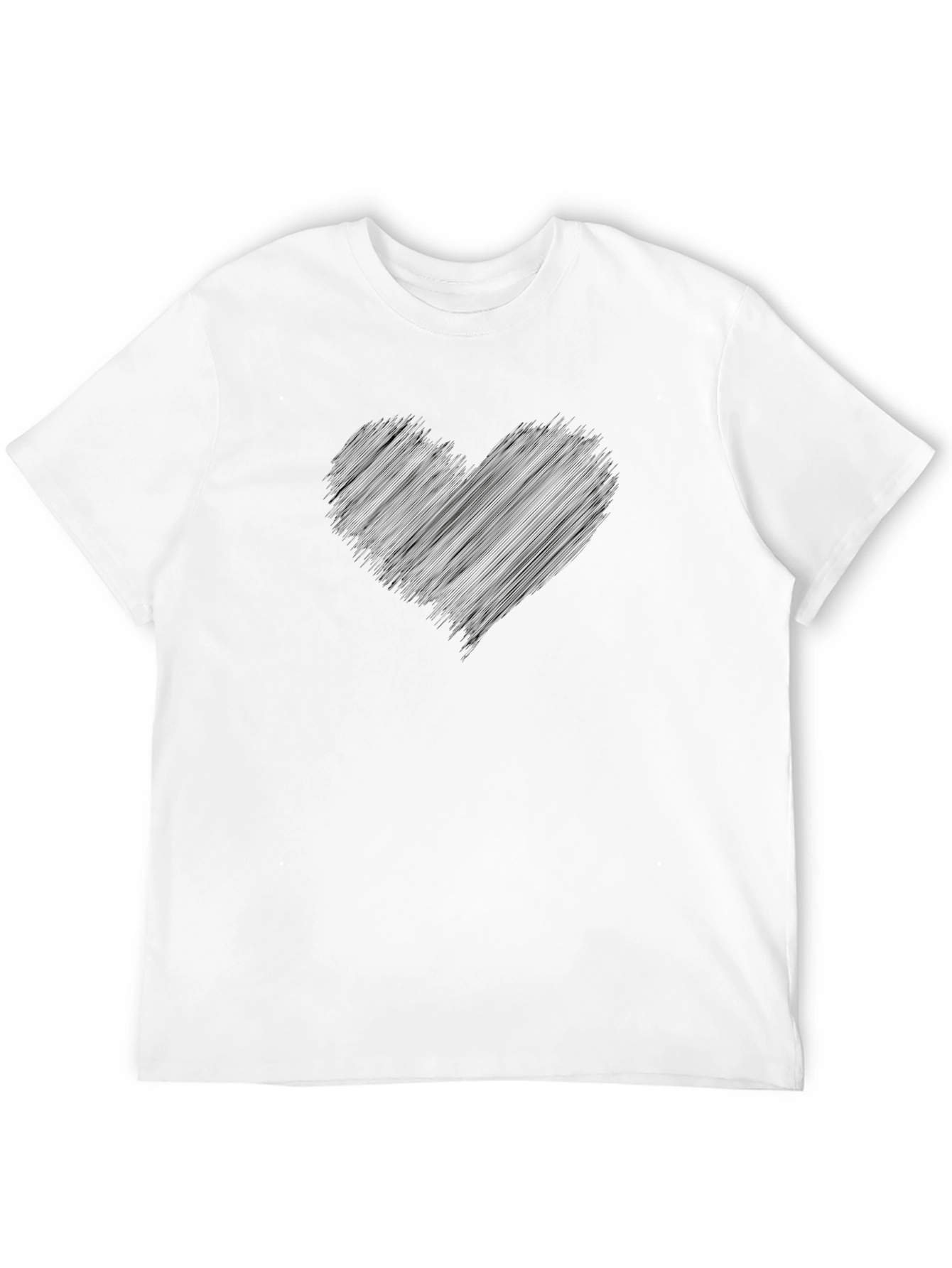 Black Men's Black Graphic T-Shirt - Heart Design view 12
