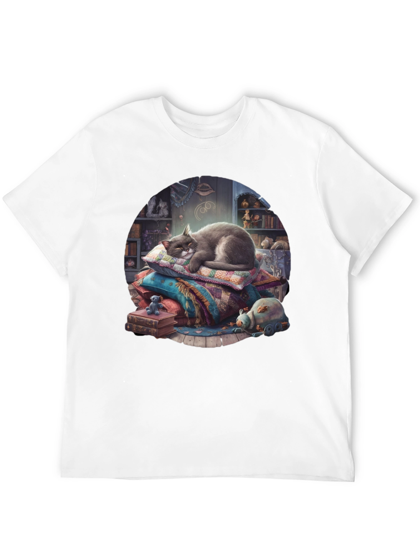 Black Cozy Cat Nap T-Shirt view 12