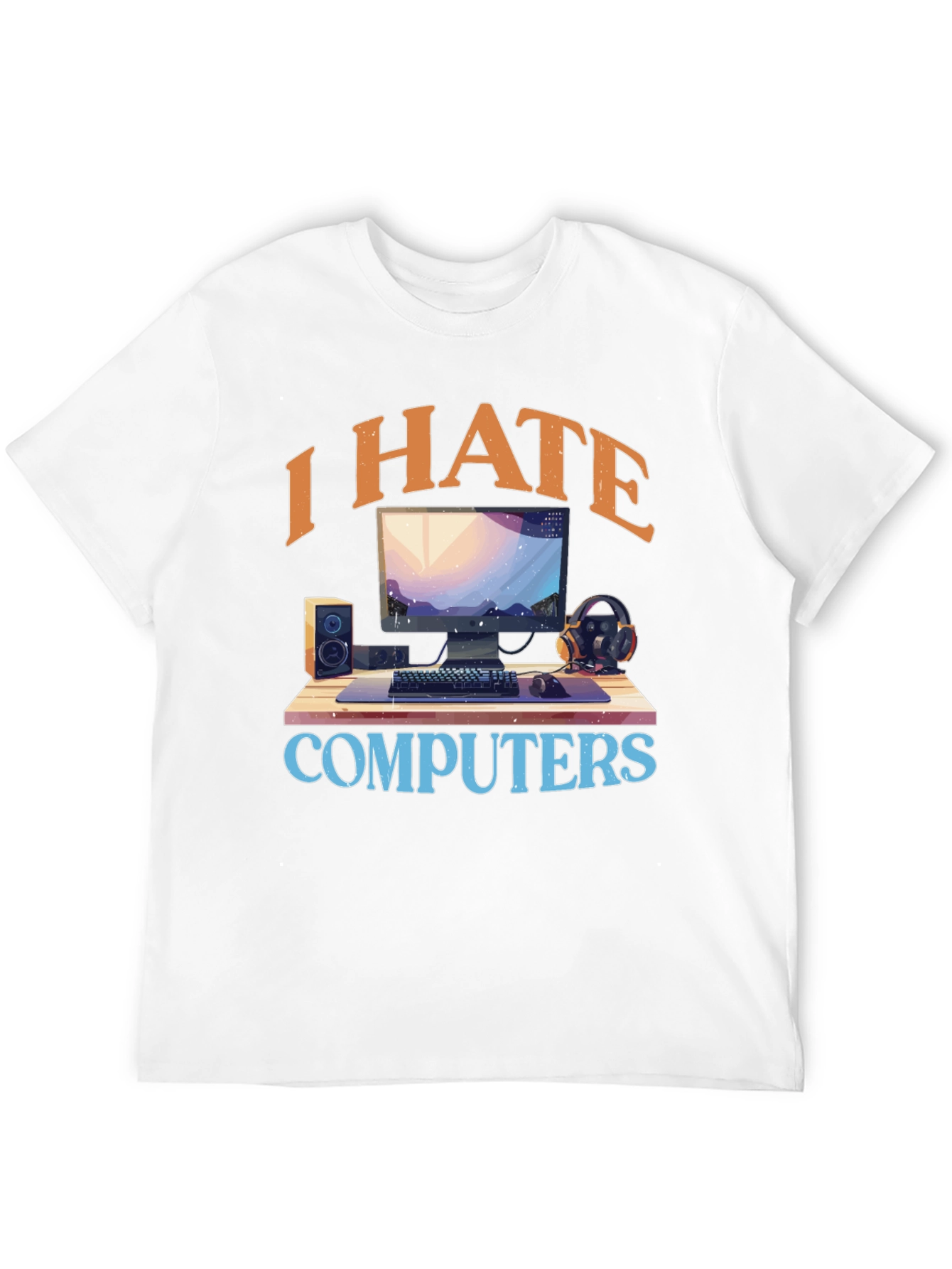 Black I Hate Computers Graphic Tee view 12