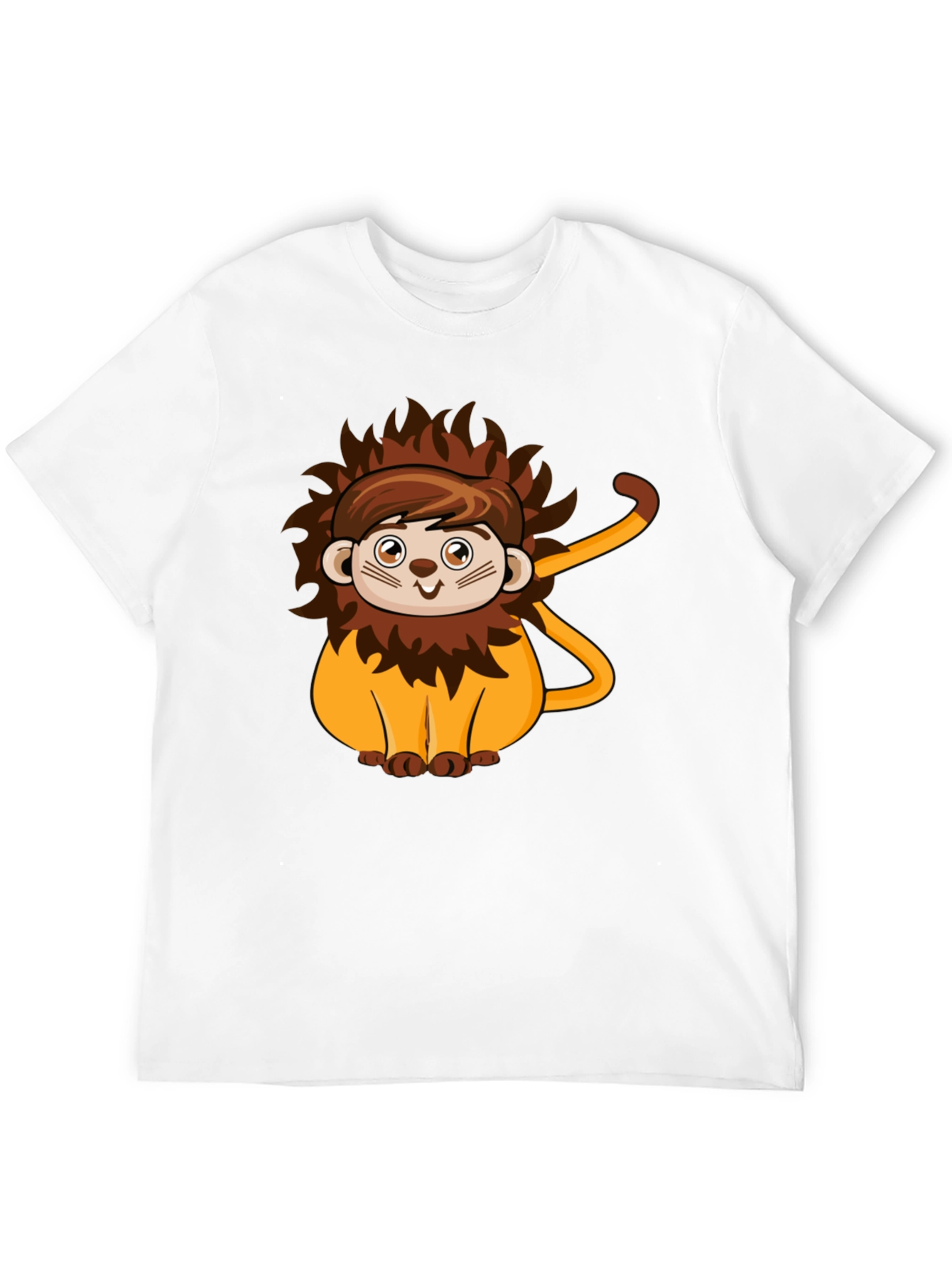 Black Cute Lion Cartoon Black T-Shirt view 12