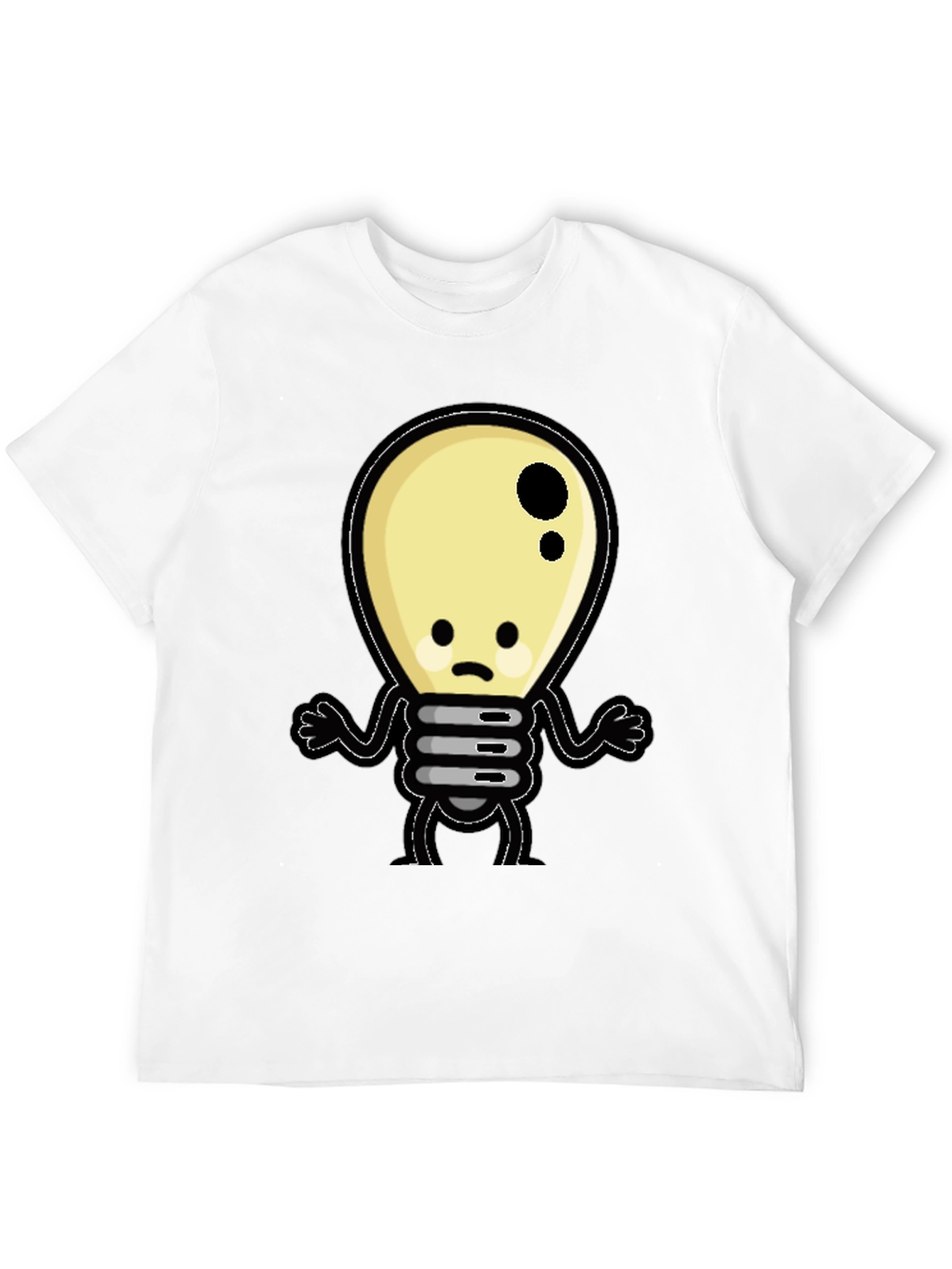 Black Sad Light Bulb Graphic T-Shirt - Black Cotton Tee view 12