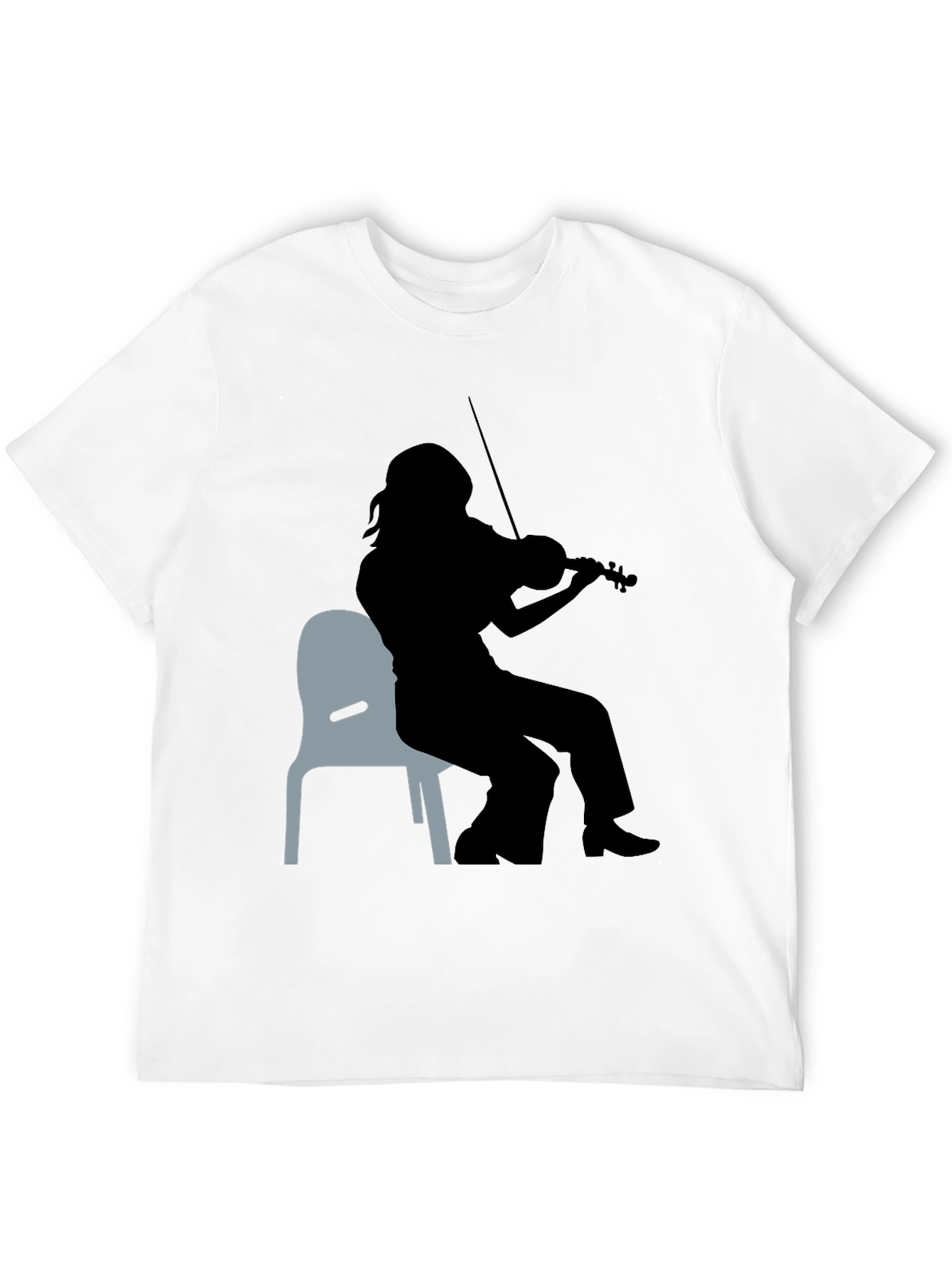 Black Violinist Silhouette Graphic Tee - Unisex Black T-Shirt view 12