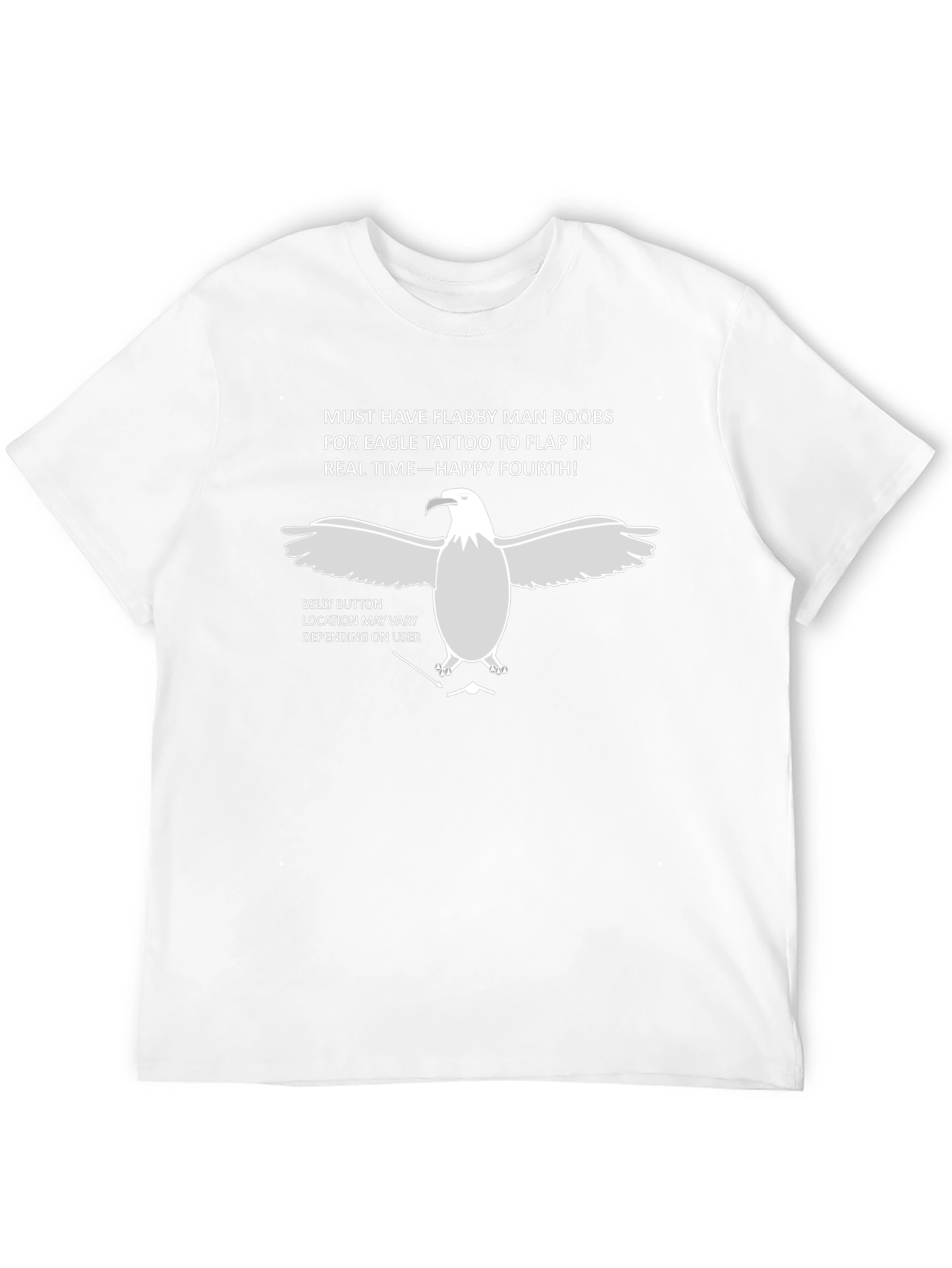 Black Flabby Man Boobs Eagle Tattoo Funny T-Shirt view 12