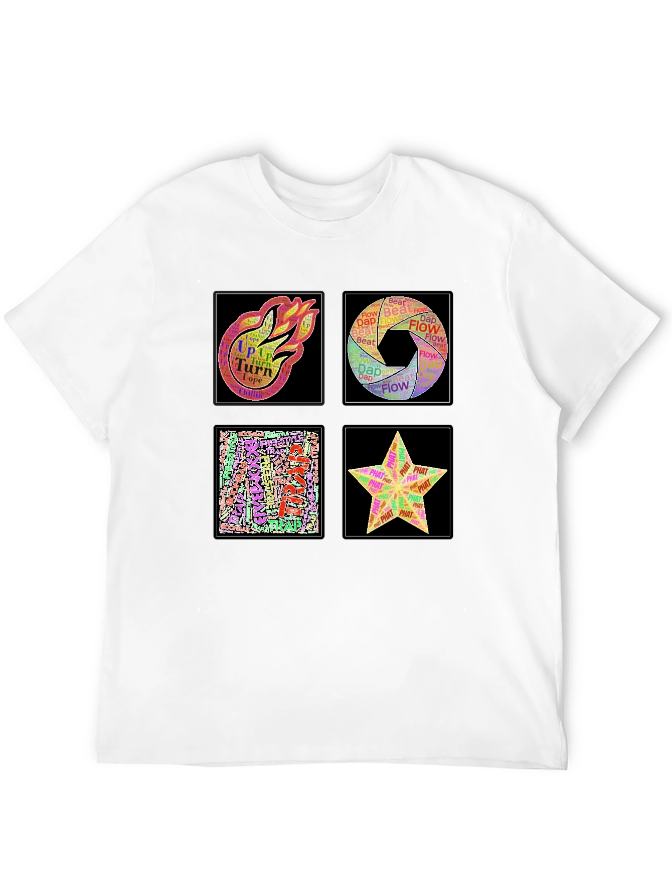 Black Abstract Art Word Design Men's Black T-Shirt view 12