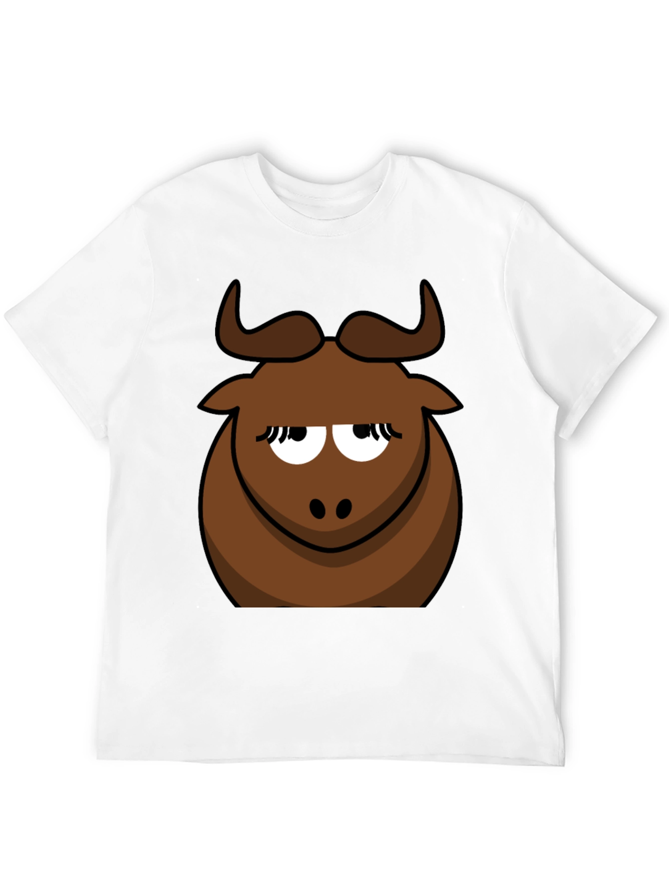 Black Funny Cartoon Bull Graphic Tee - Black Cotton T-Shirt view 12