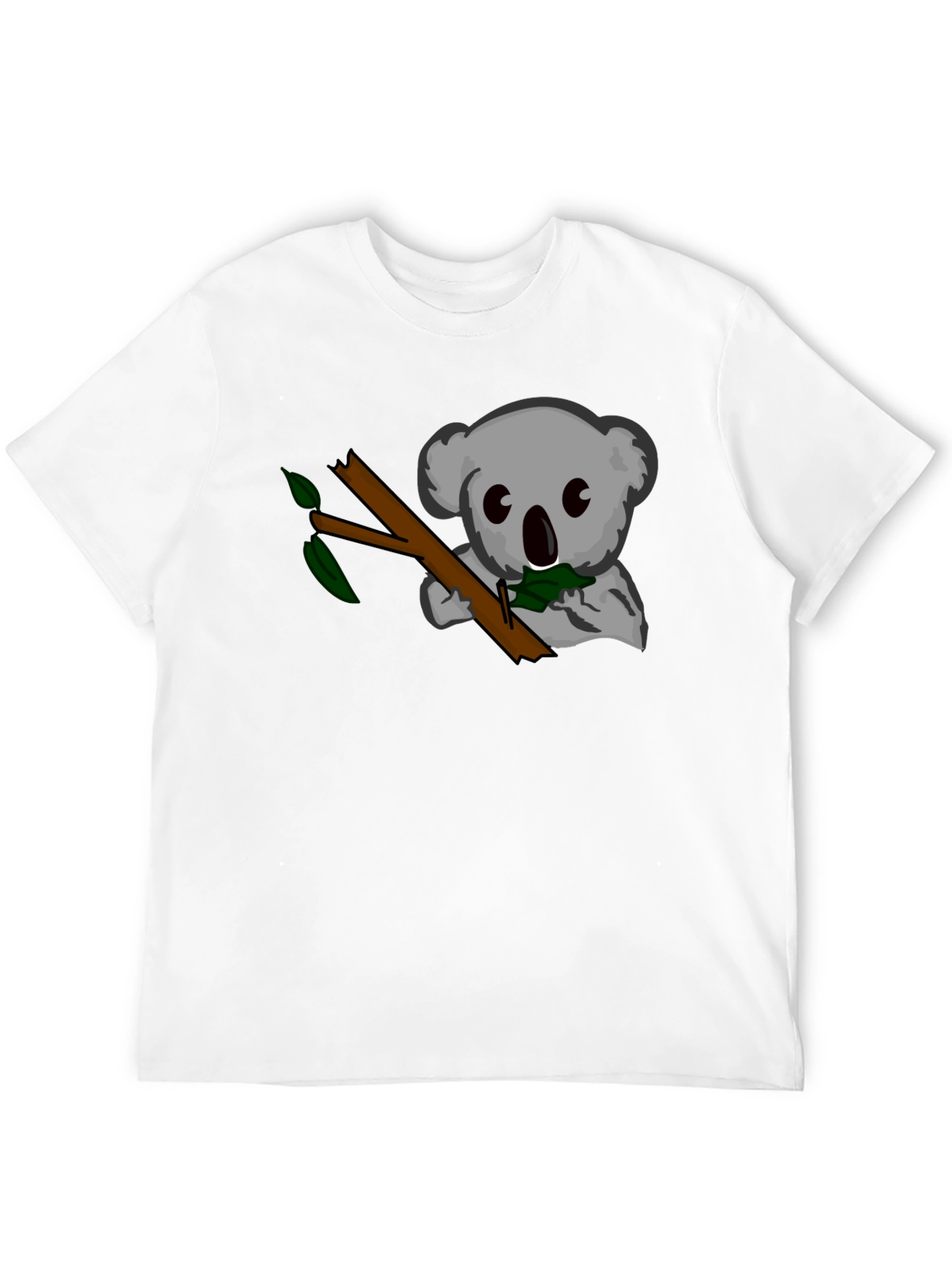 Black Koala Eats Leaves Black T-Shirt view 12