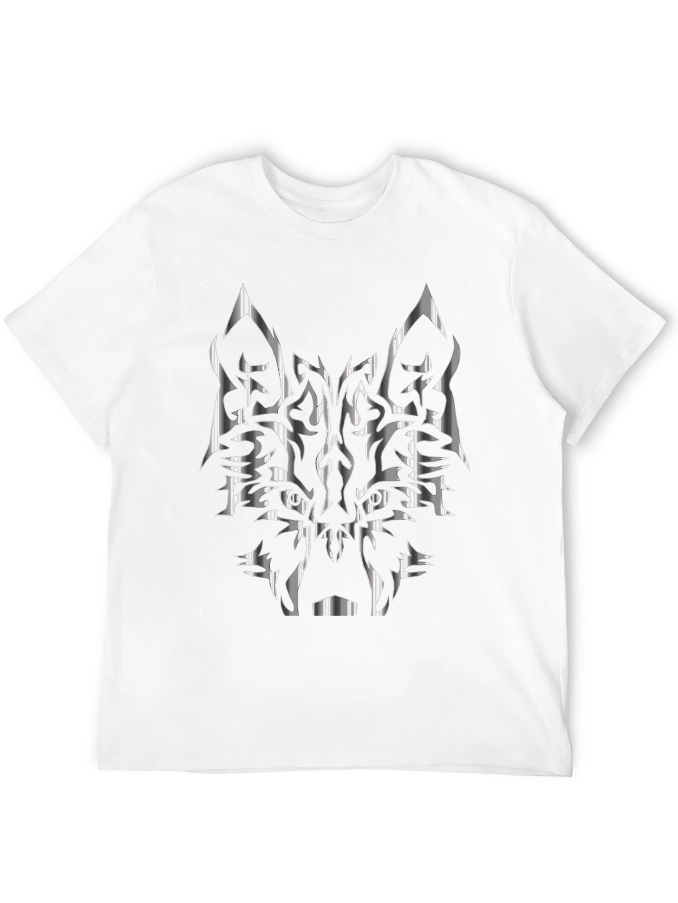 Black Tribal Wolf Graphic Black T-Shirt view 12