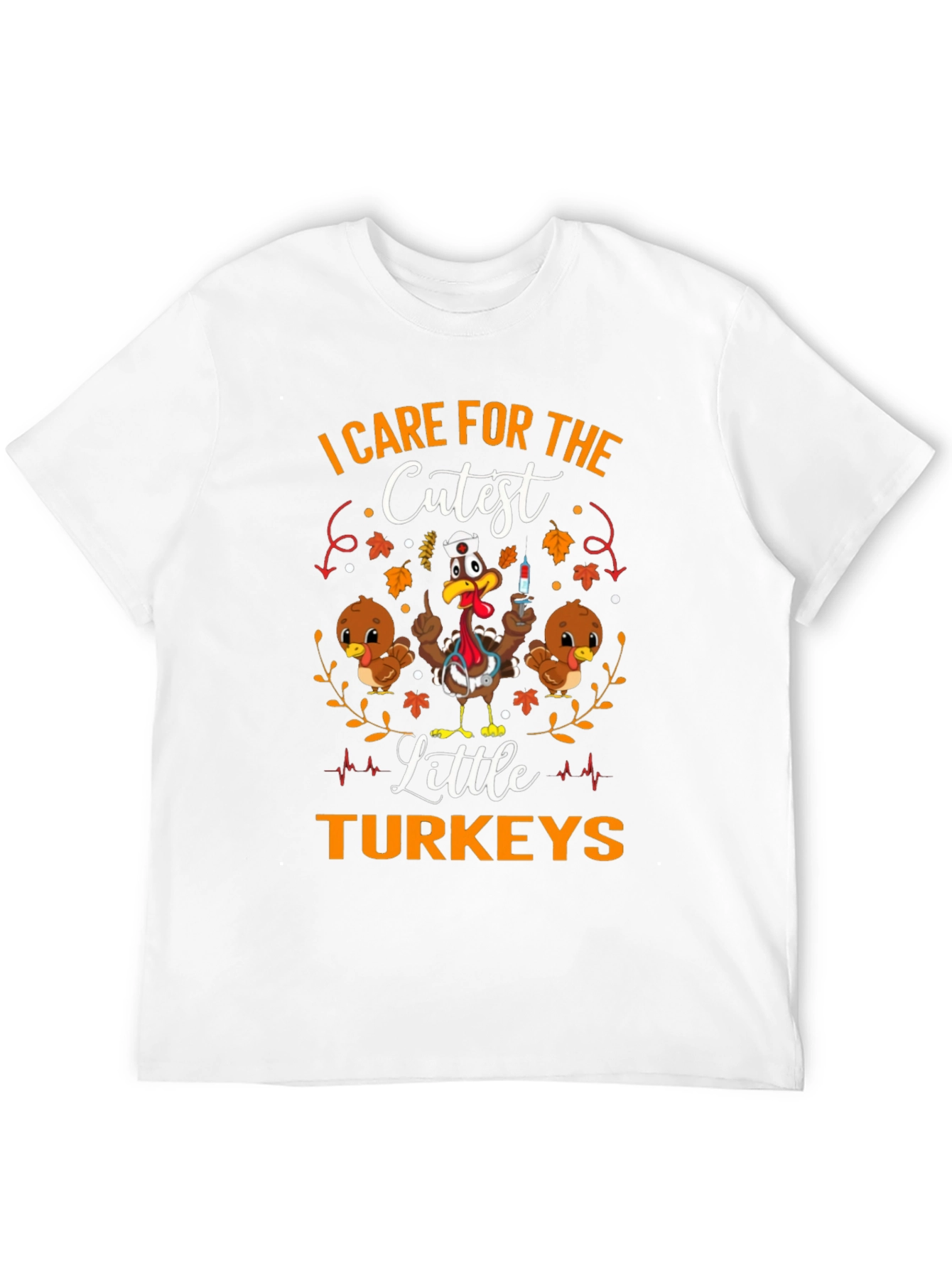 Black I Care For The Cutest Little Turkeys Graphic T-Shirt view 12