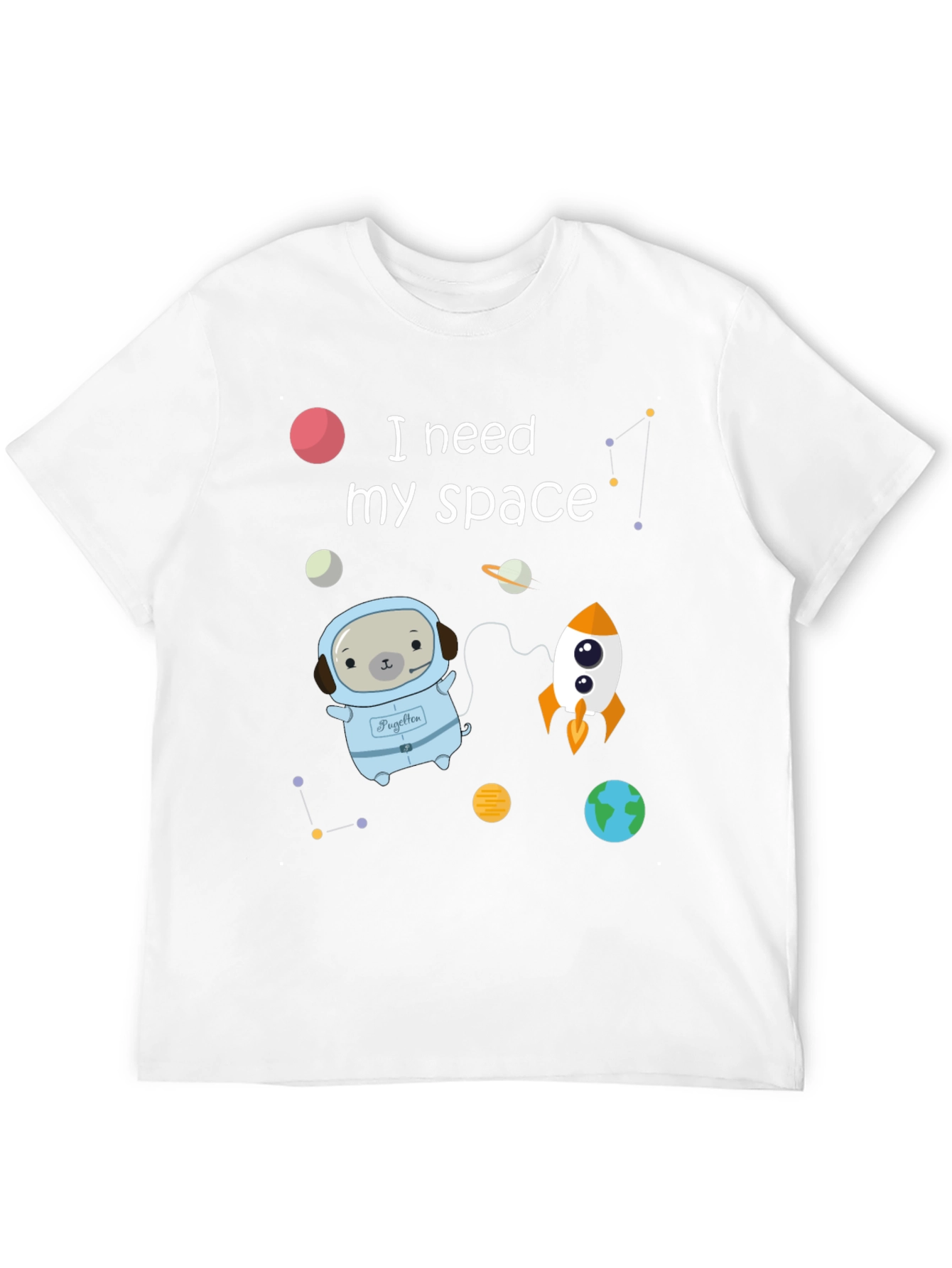 Black Space Pug T-Shirt view 12
