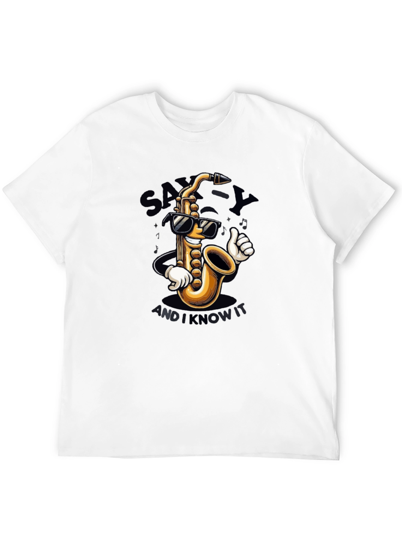 Black Sax-y and I Know It Black Graphic T-Shirt view 12