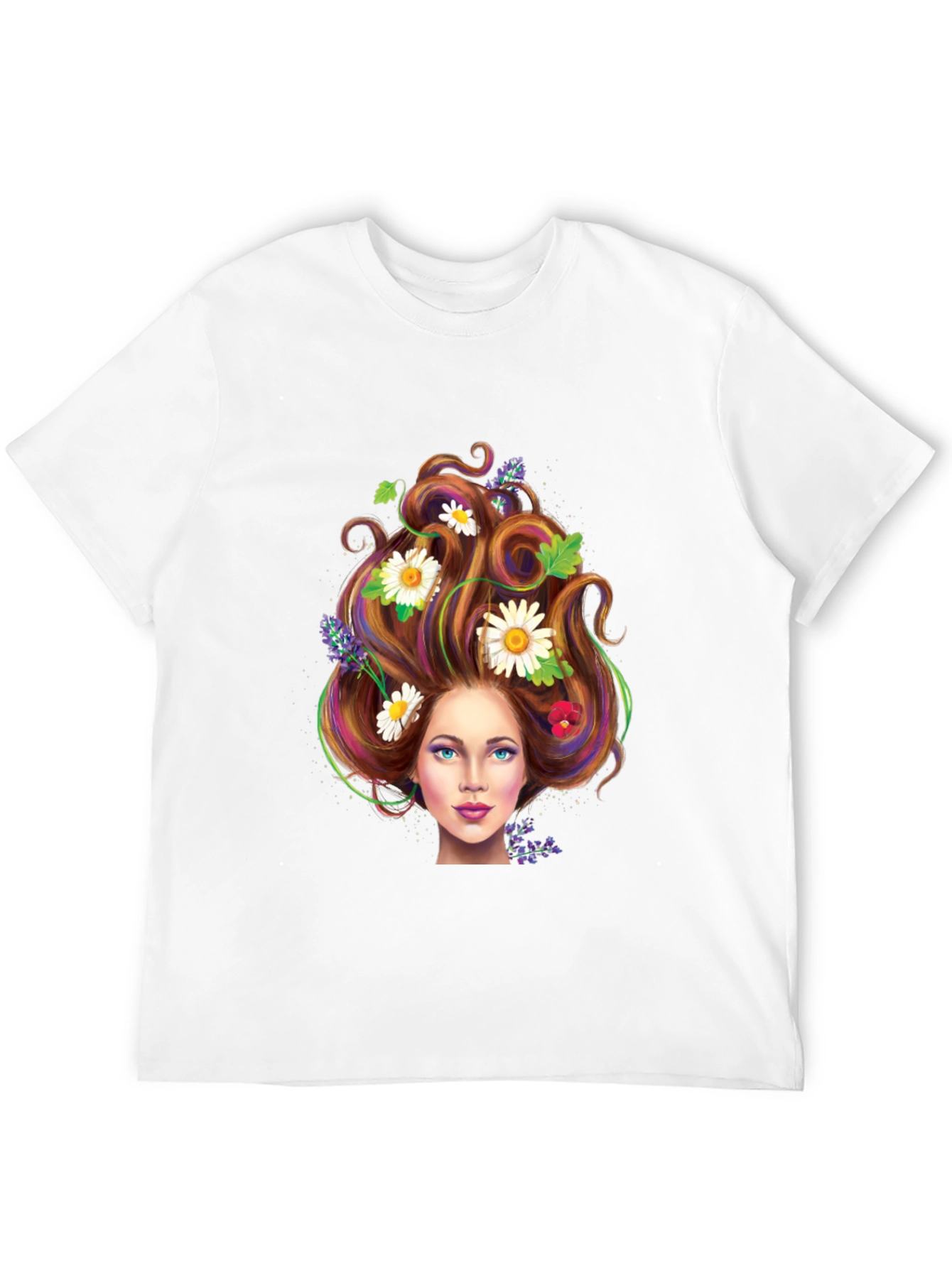 Black Floral Hair Woman Graphic Tee - Black view 12