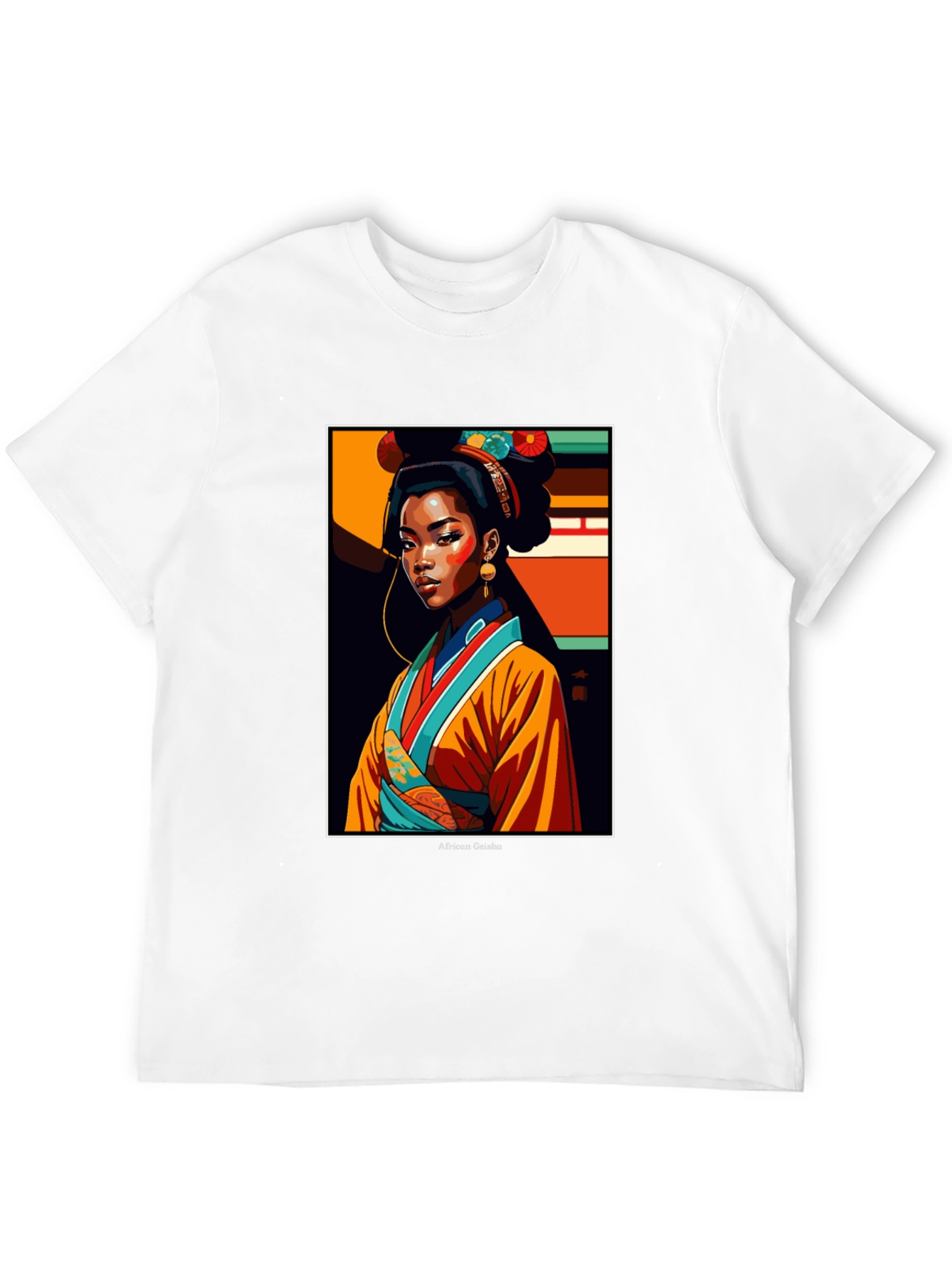 Black African Geisha Graphic Tee - Stylish Unisex T-Shirt view 12