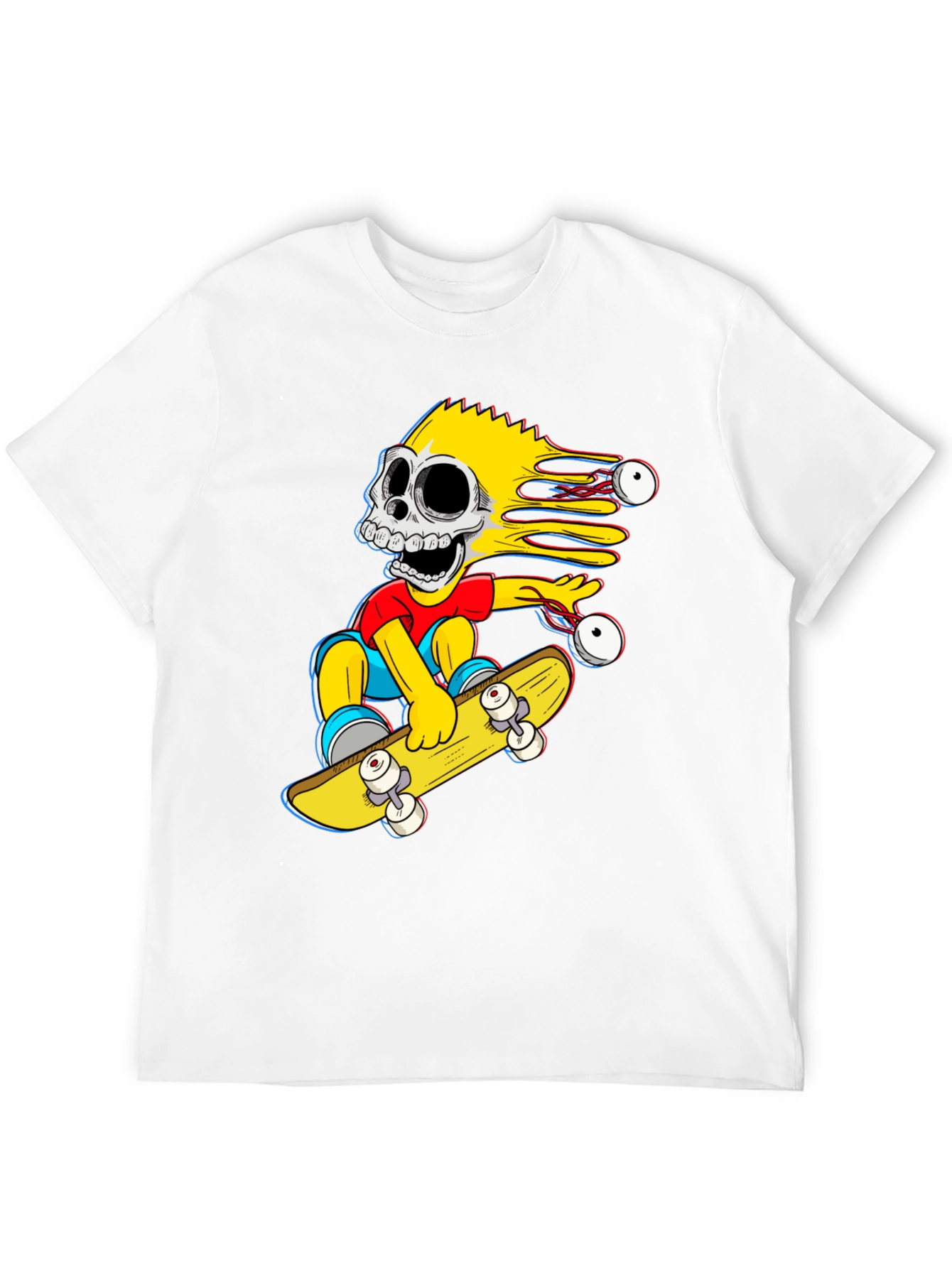 Black Skeleton Bart Simpson Skateboard Graphic Tee view 12