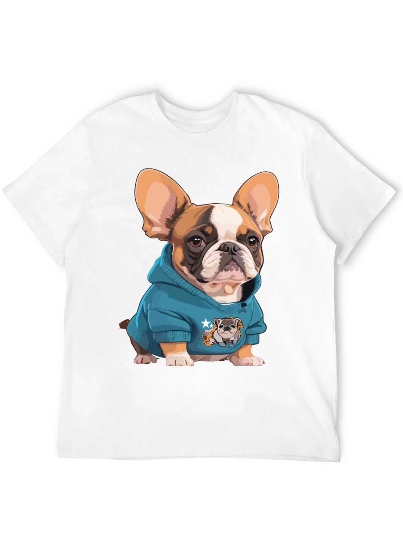 Black Bulldog in Hoodie Graphic Tee - Cute Dog Lover Shirt view 12