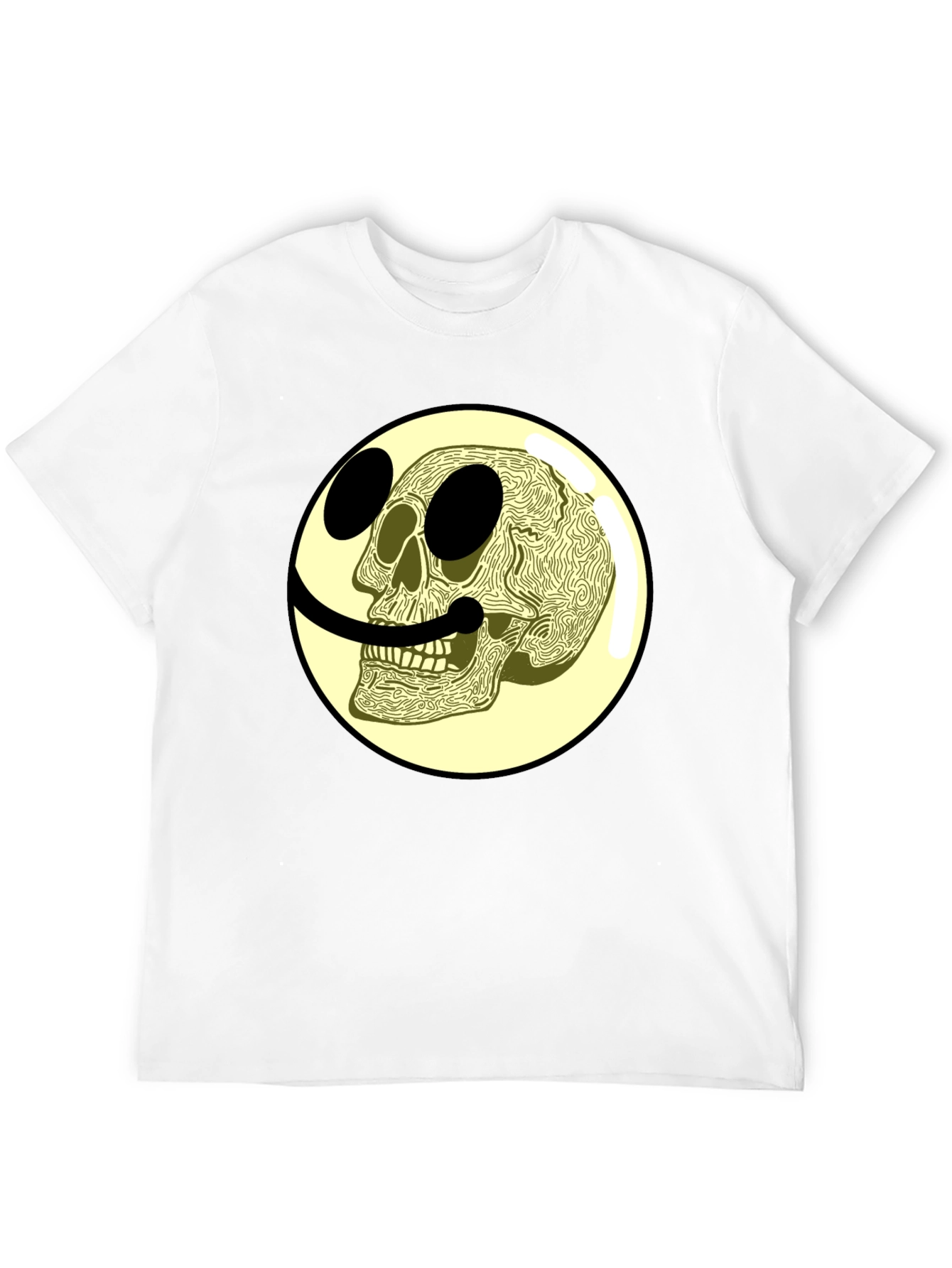 Black Skull Smiley Face Graphic Tee view 12