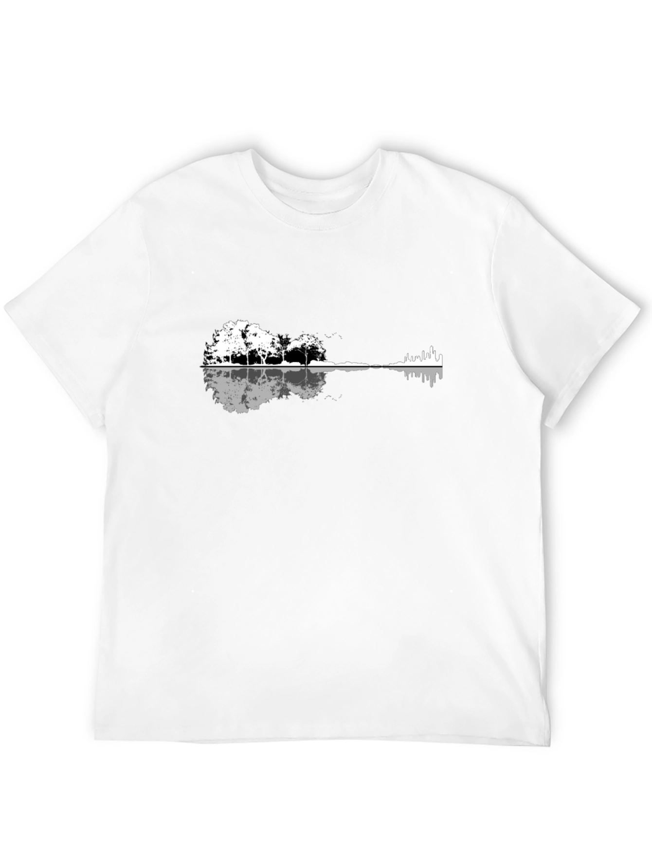 Black Guitar Landscape T-Shirt - Black Graphic Tee view 12