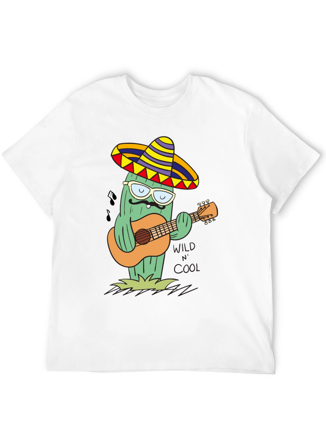 Black Cool Cactus Guitarist T-Shirt - Wild & Cool view 12