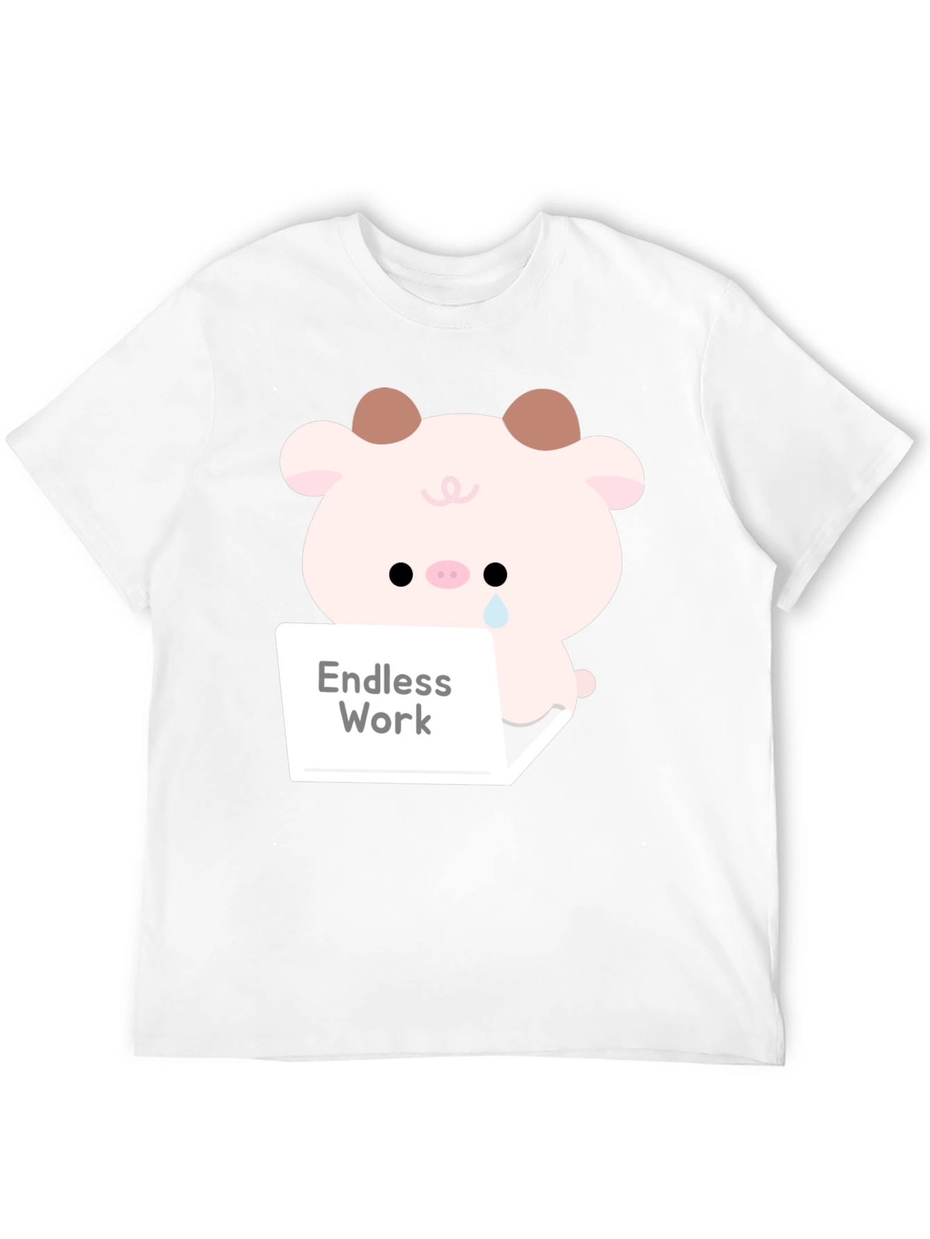Black Endless Work Pig T-Shirt - Cute Graphic Tee view 12