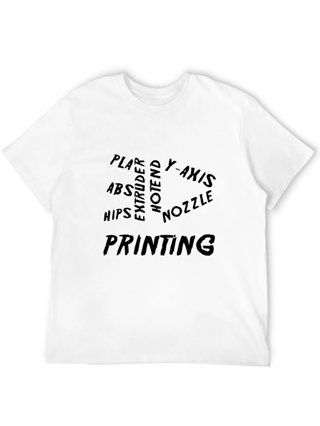 Black 3D Printing Word Cloud Black T-Shirt view 12