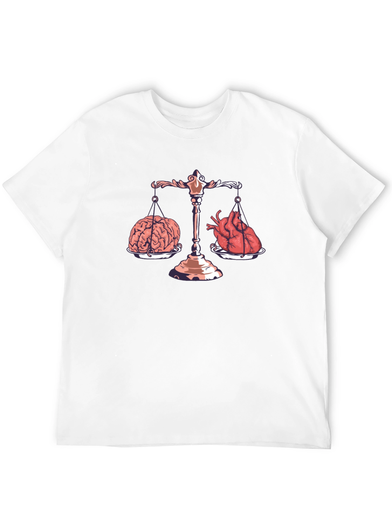 Black Brain vs Heart T-Shirt Balance Scale Tee view 12