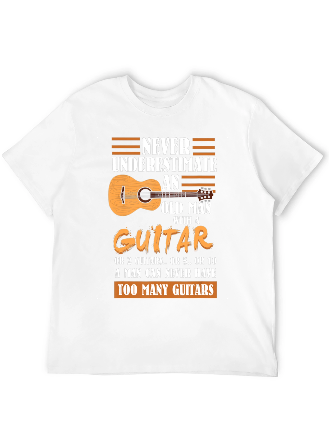 Black Never Underestimate Old Man Guitar T-Shirt view 12