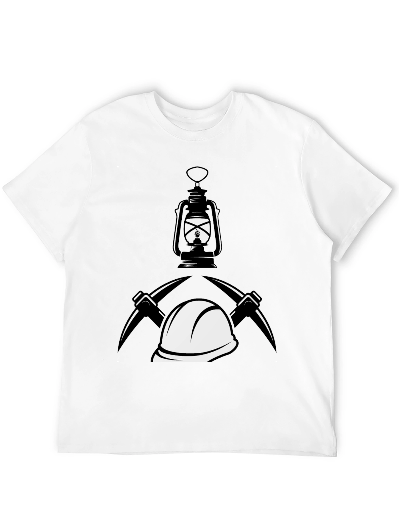 Black Miner's Motif Graphic Tee - Black Cotton Blend view 12