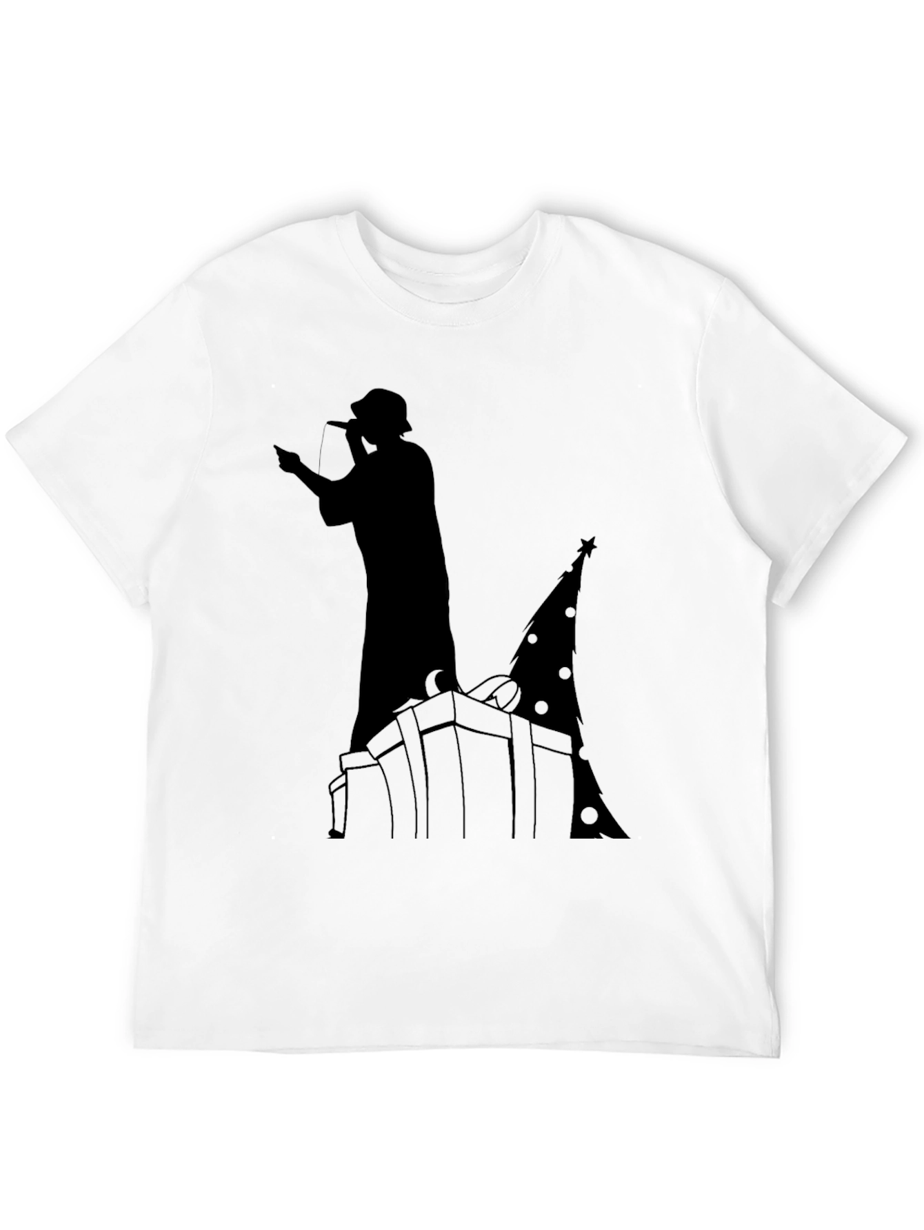 Black Rapper Christmas Tree Graphic Tee - Black view 12