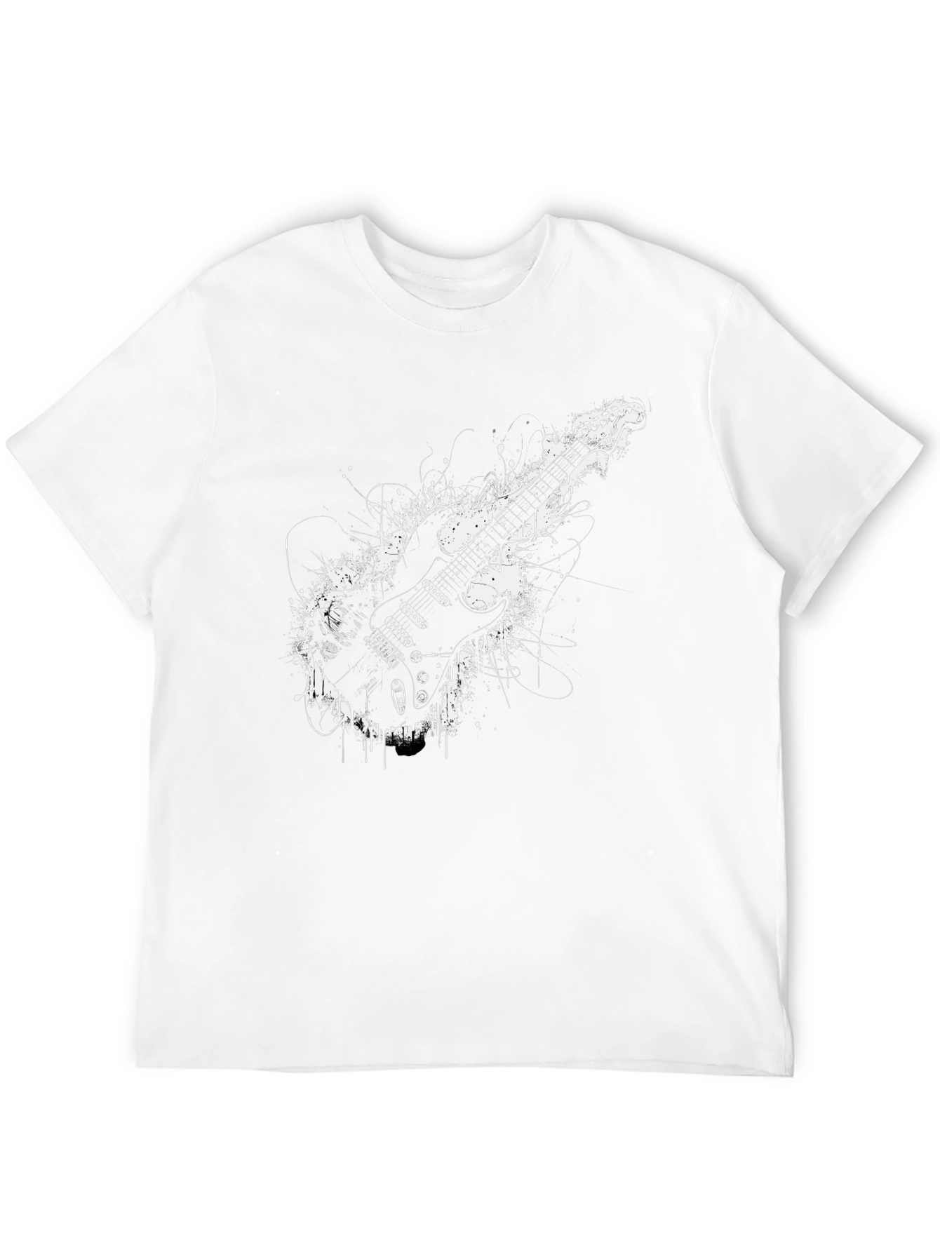 Black Electric Guitar Graphic Tee - Rocker Style Black T-Shirt view 12