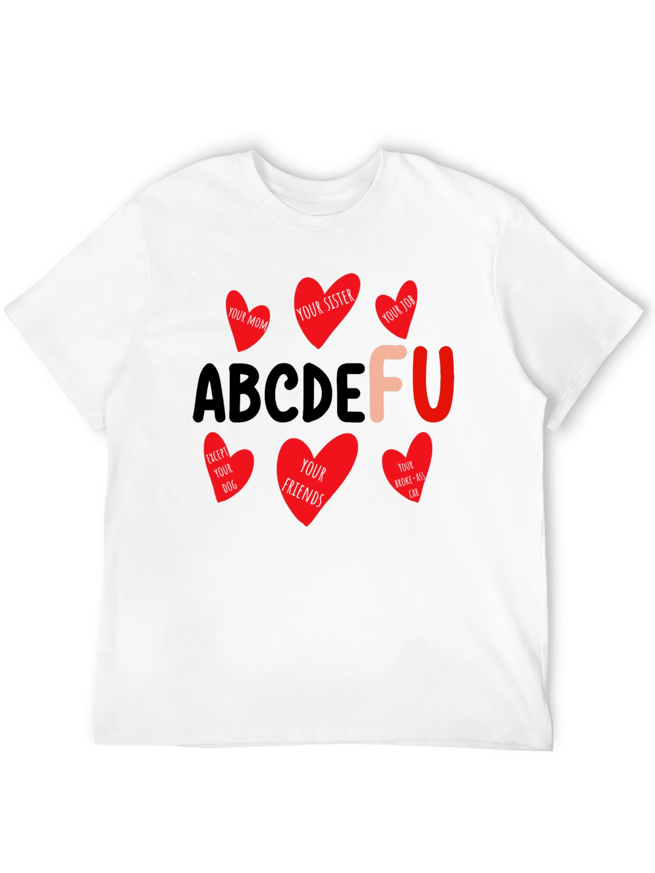 Black ABCDEFU T-Shirt Funny Graphic Tee view 12