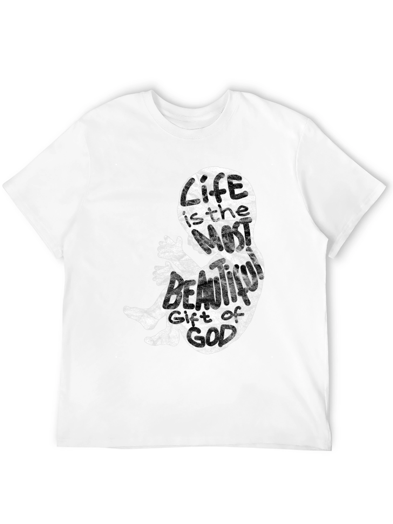 Black Pro-Life Fetus Graphic Tee - Life is Beautiful Cotton T-Shirt view 12