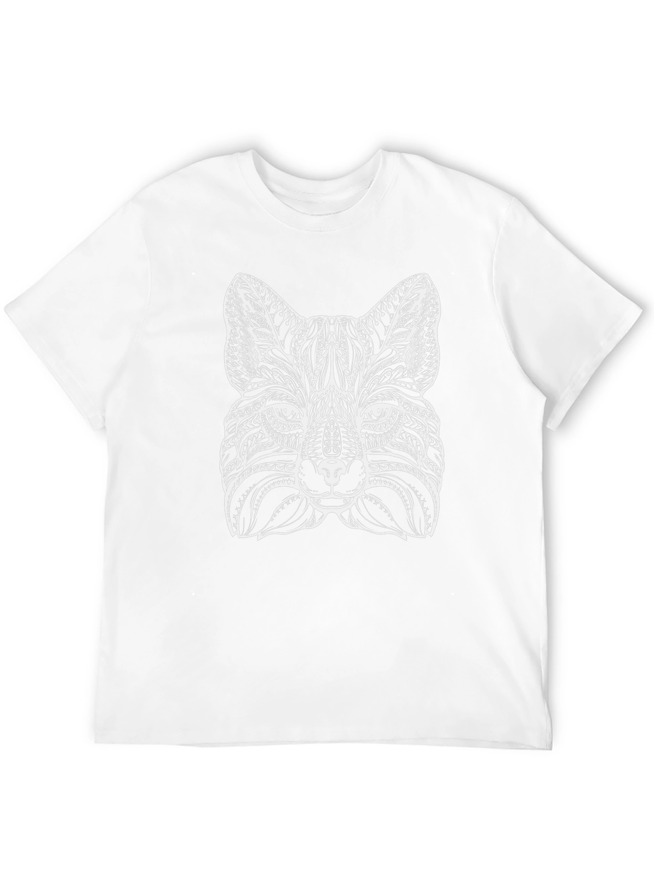 Black Intricate Fox Design Black T-Shirt view 12