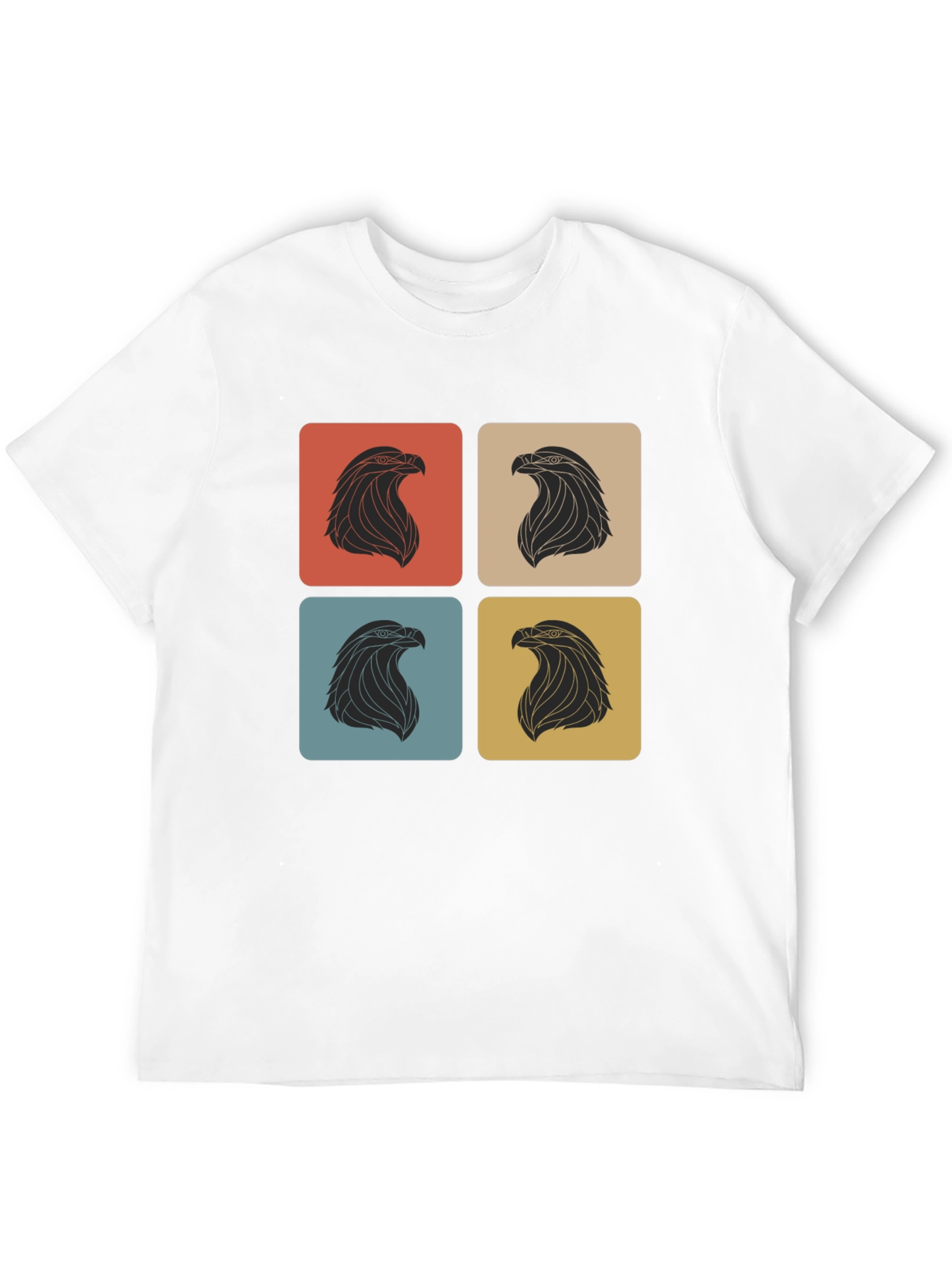 Black Retro Eagle Graphic Print Crew Neck T-Shirt view 12