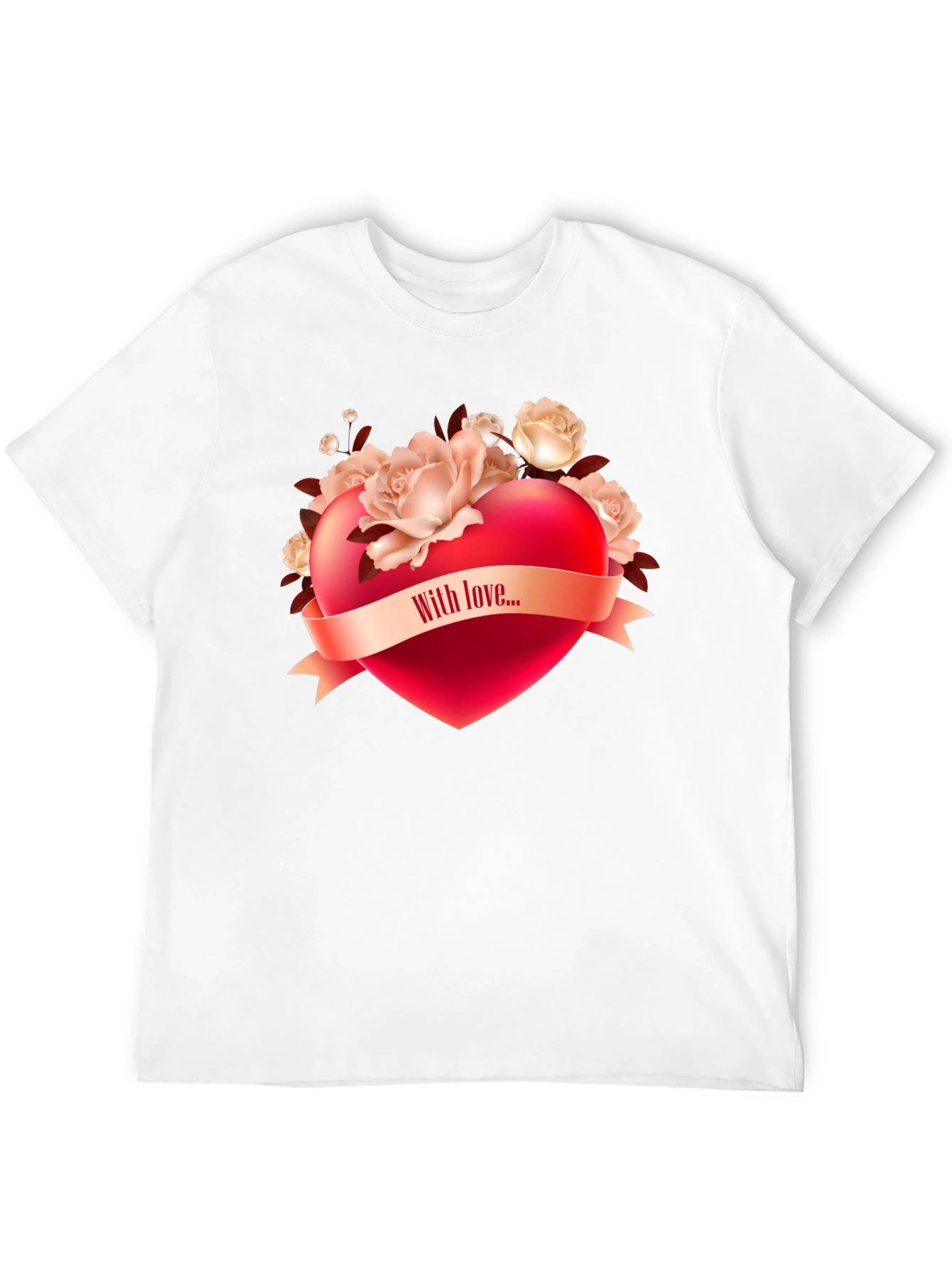 Black Romantic Heart & Roses Graphic T-Shirt view 12