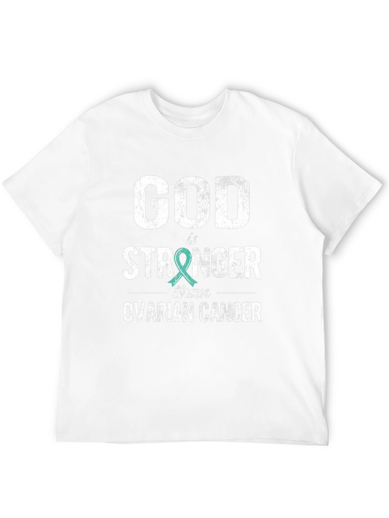 Black God is Stronger Than Ovarian Cancer Awareness T-Shirt view 12