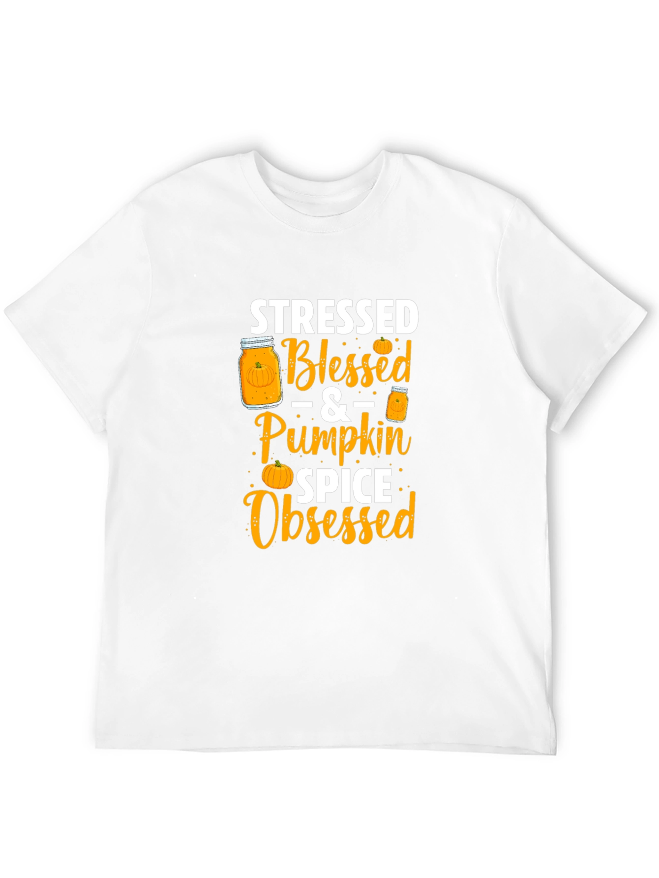 Black Stressed Blessed Pumpkin Spice Obsessed T-Shirt view 12